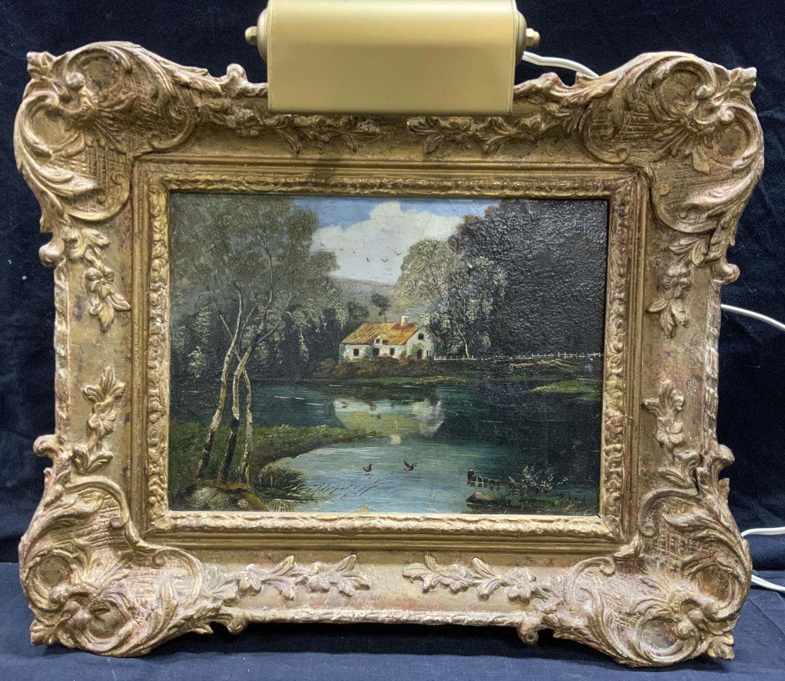 Antique Framed Impressionist Oil Cottage Scene (1 of 10)