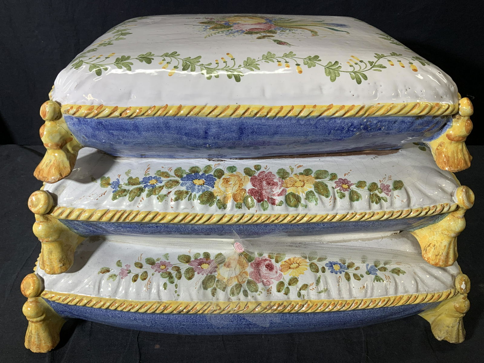 Hand Painted Luxe Ceramic French Faience Pillow (1 of 18)