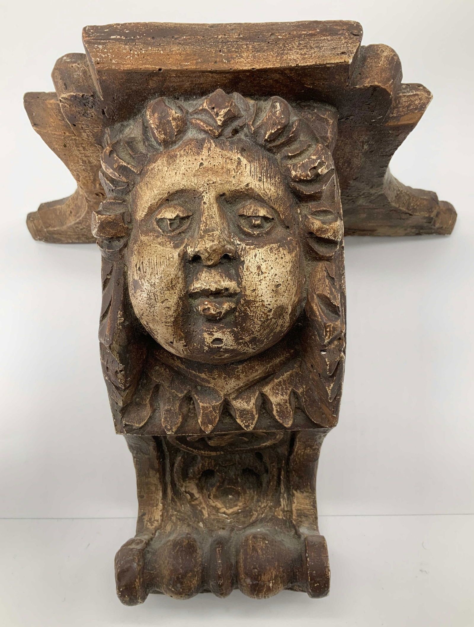 Antique Cherub Face Painted Platter Wall Shelf (1 of 8)