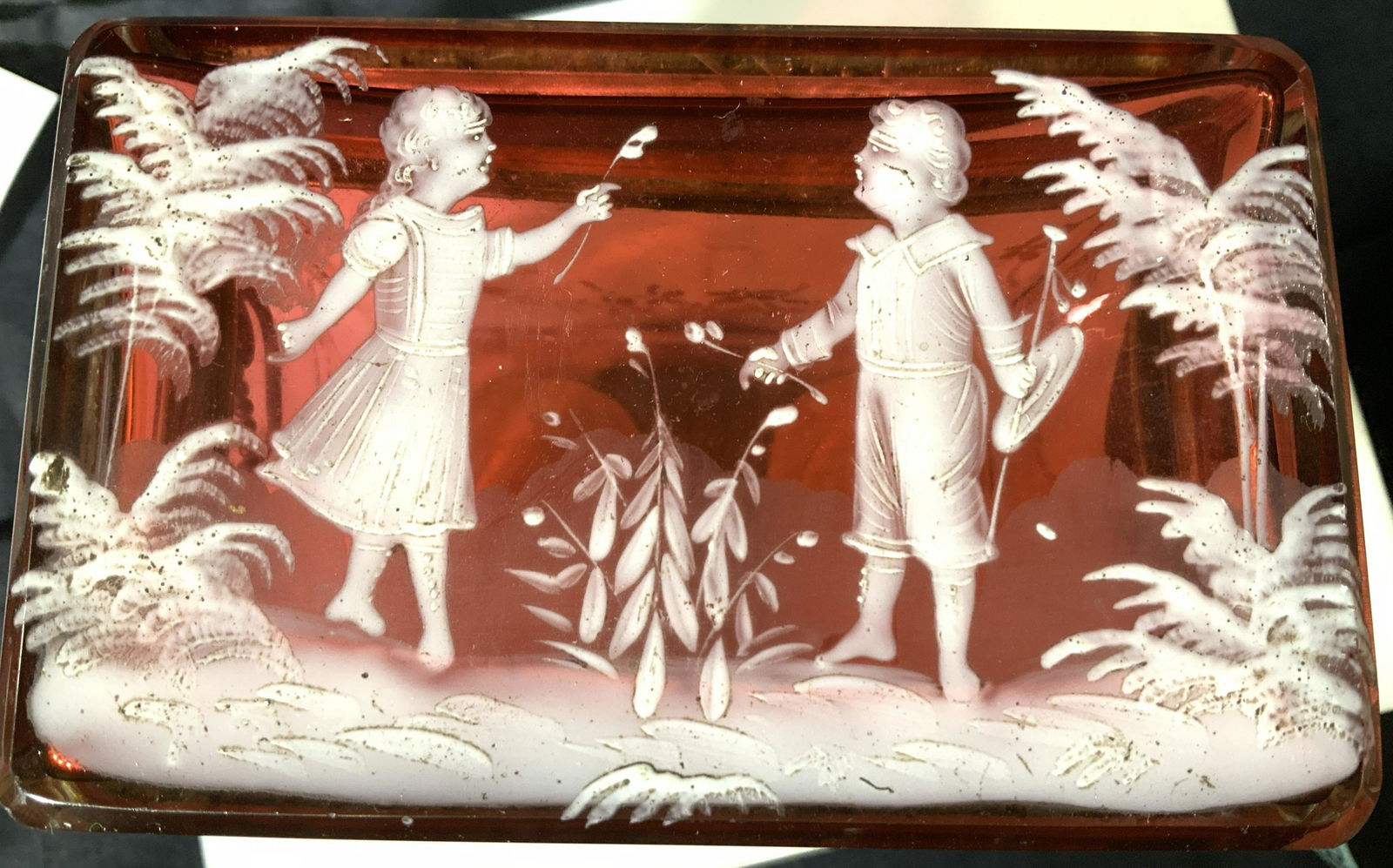 European Hand Painted Colored Art Glass Box (1 of 9)