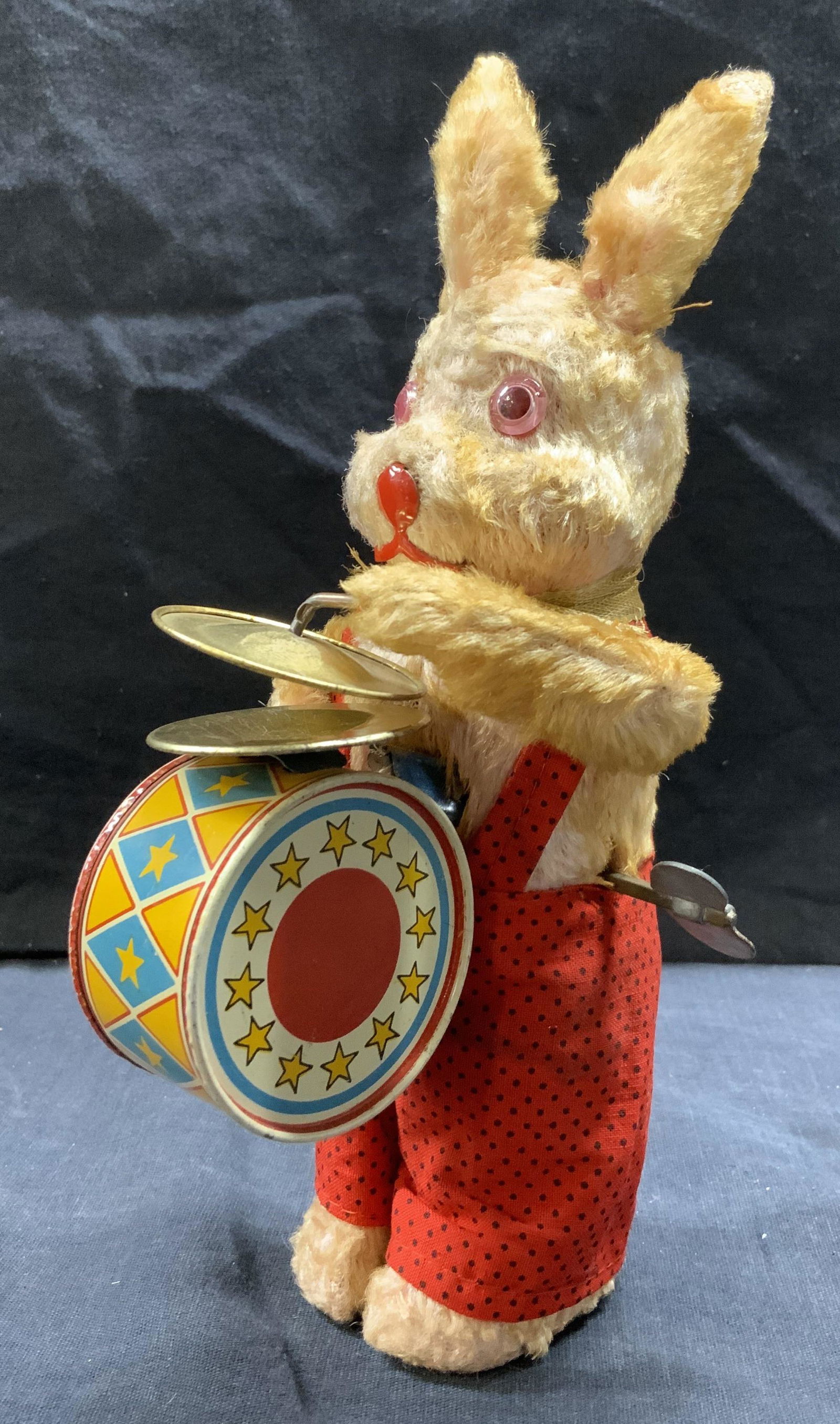 Antique Wind Up Bunny Playing Drum & Cymbal (1 of 10)