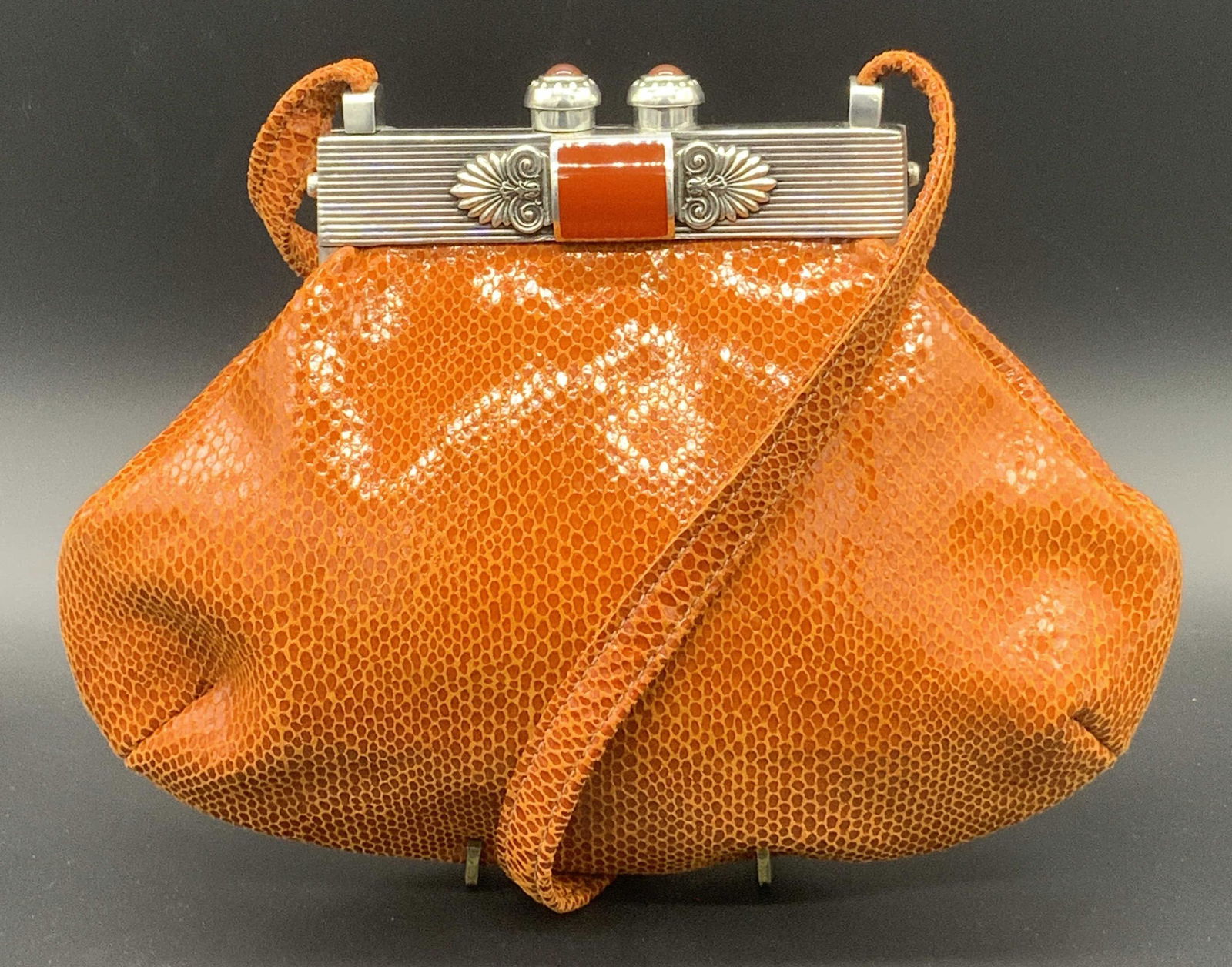 MOULIN ROUGE Vintage Orange Snakeskin Purse (1 of 8)
