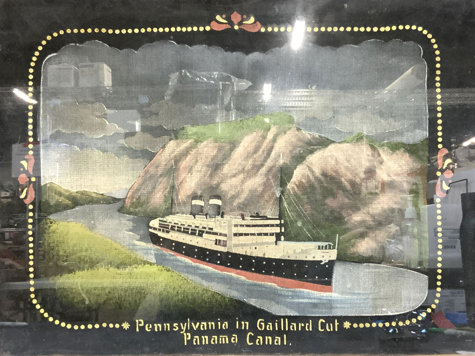 Panama Canal Antique Hand Painted Fabric (1 of 10)