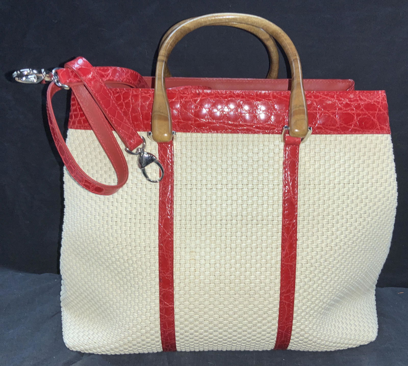 SUAREZ NY Woven & Leather Handbag, Italy new (1 of 13)