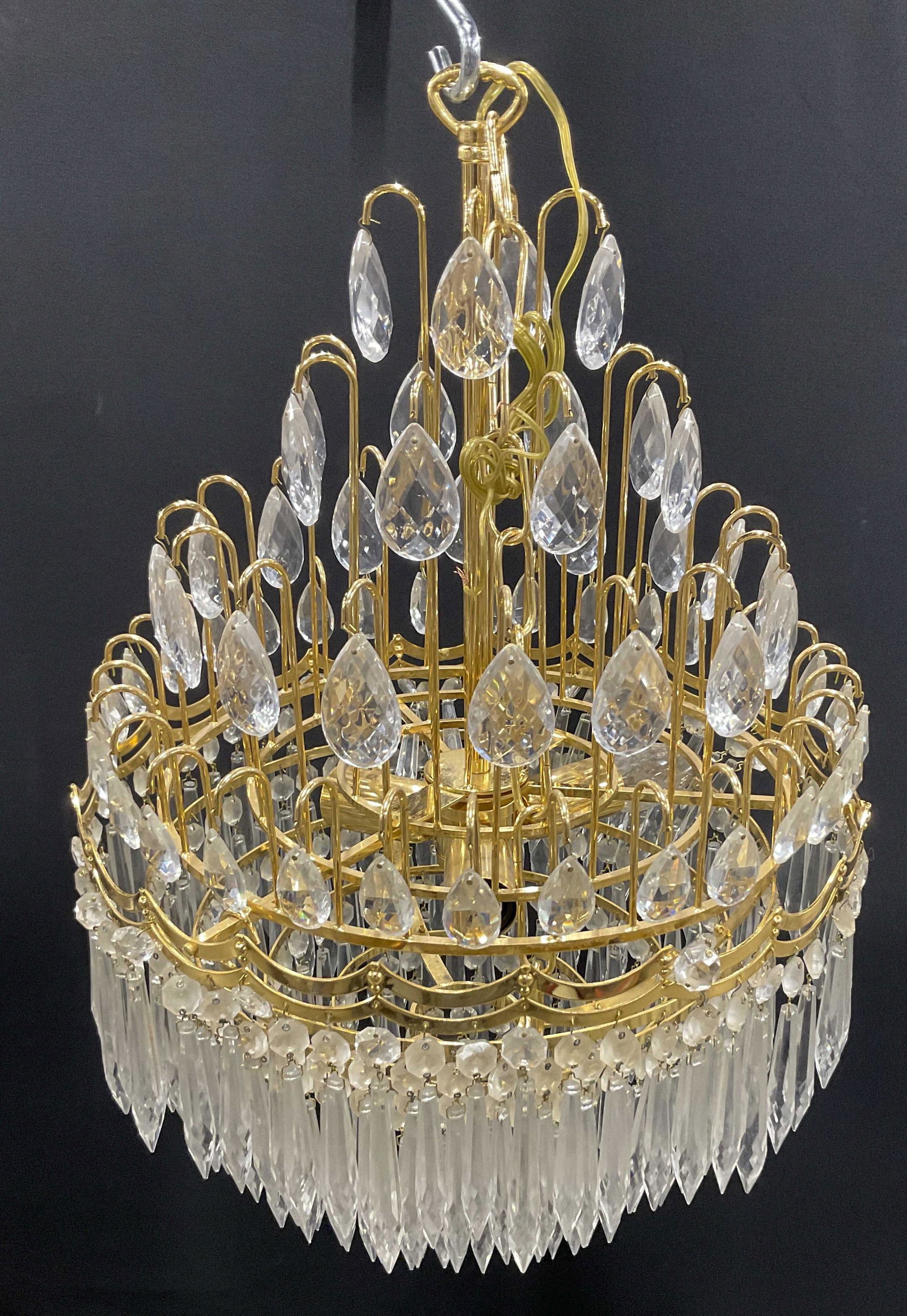 Crystal Multi Tiered Brass Chandelier (1 of 12)