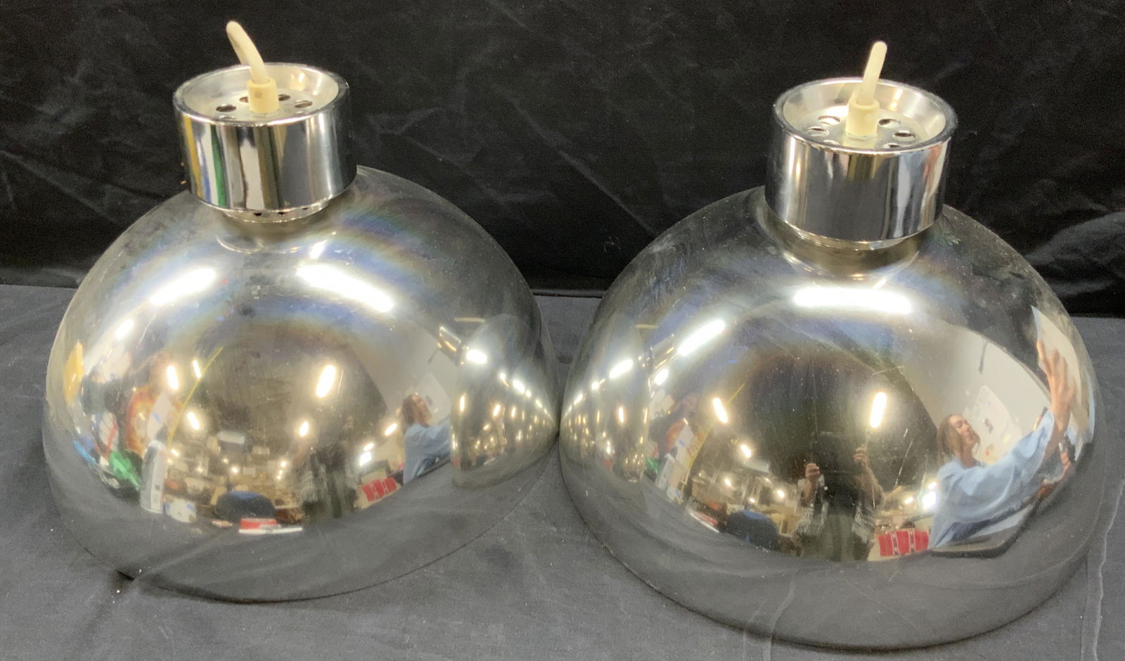 Pair Polished Chrome MCM Style Ceiling Lights (1 of 15)