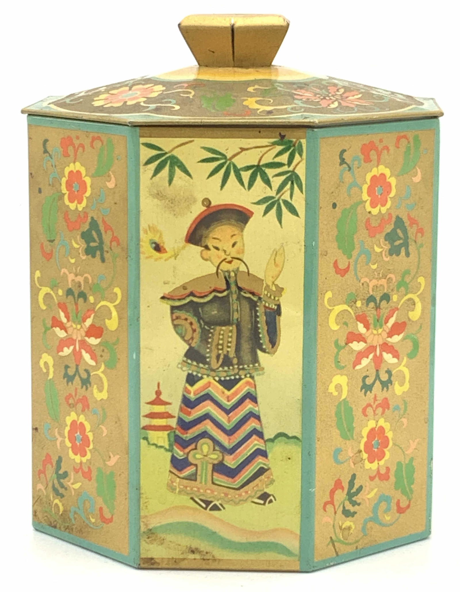 Vintage Asian Style Tin Tea Caddy (1 of 8)