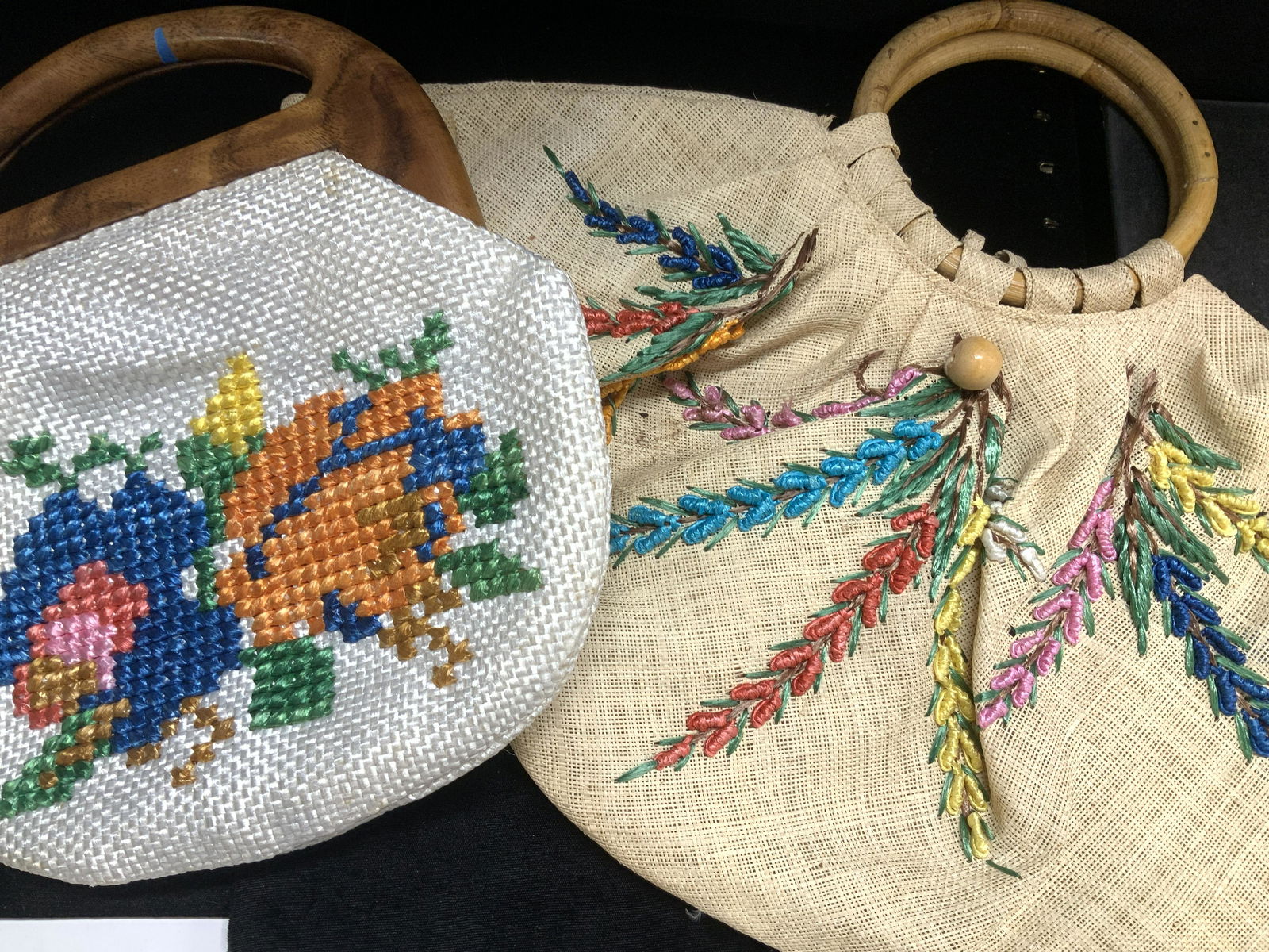 2 Vintage Hand Crafted Straw Style Bags (1 of 10)