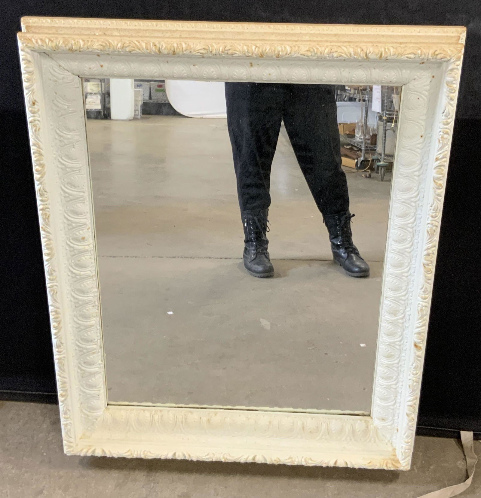 Vintage Carved Wooden White Mirror (1 of 9)