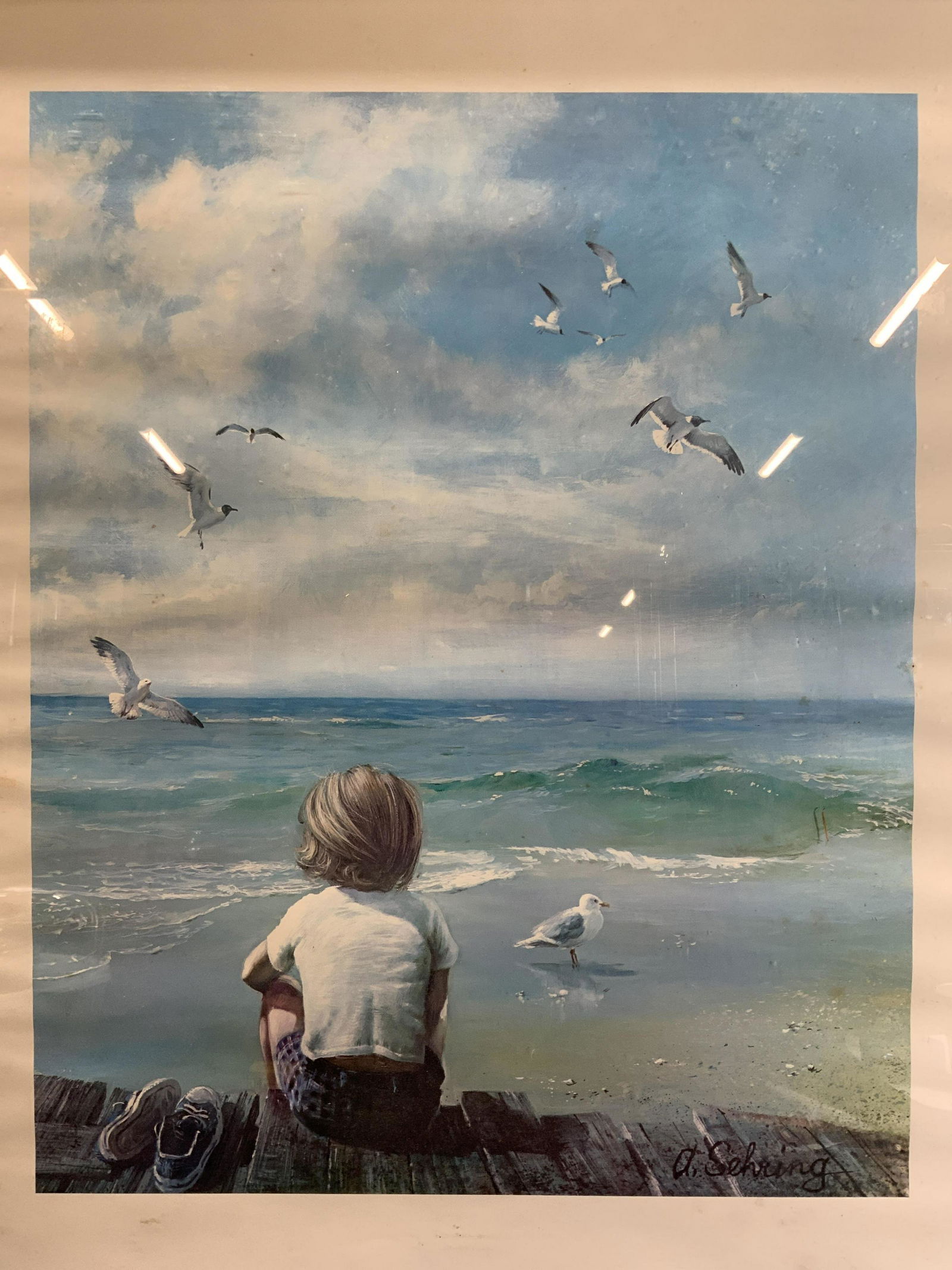 A SEHRING Framed Lithograph of Young Boy (1 of 7)