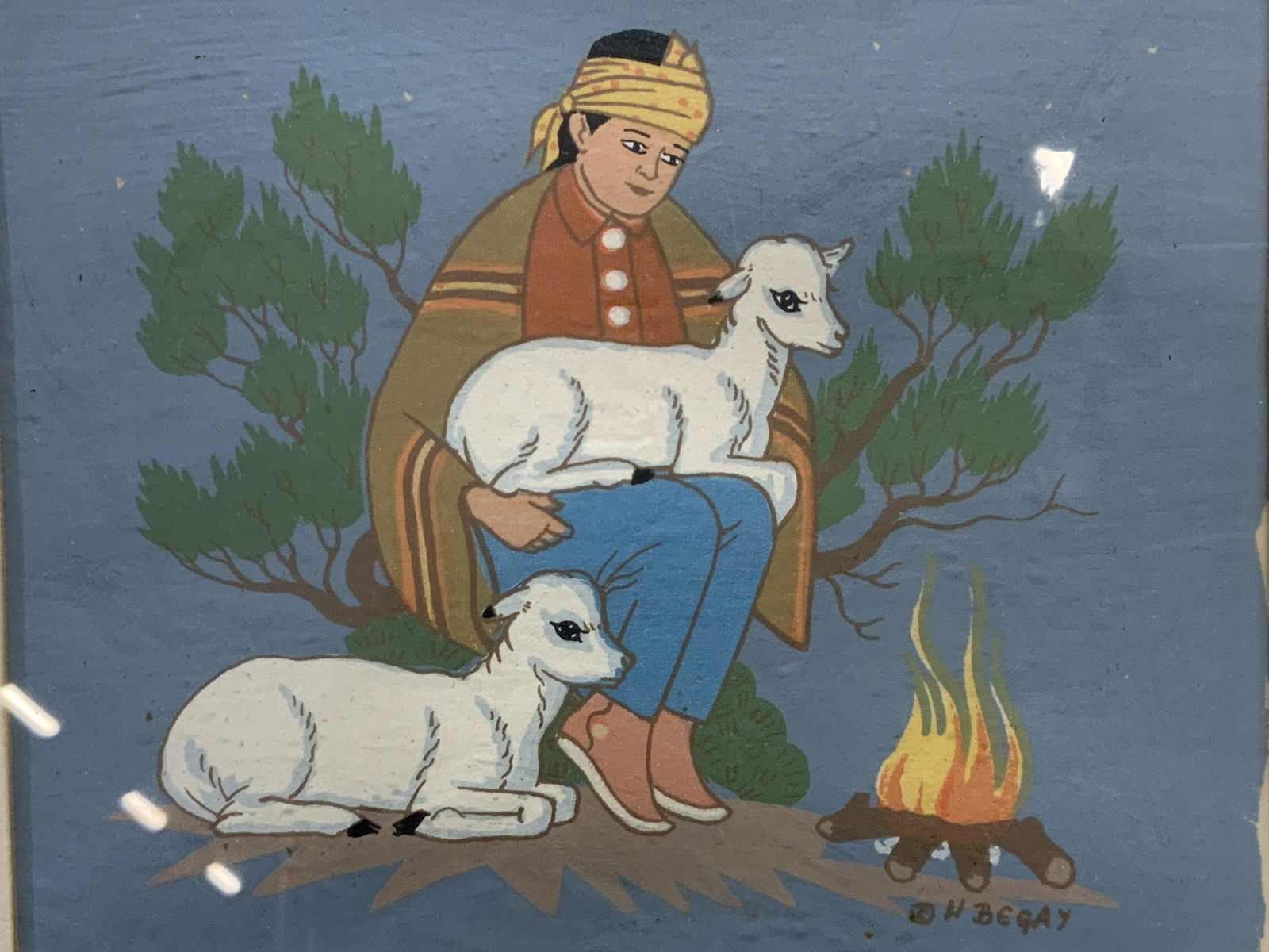 H BEGAY Framed Print of Boy with Sheep (1 of 4)