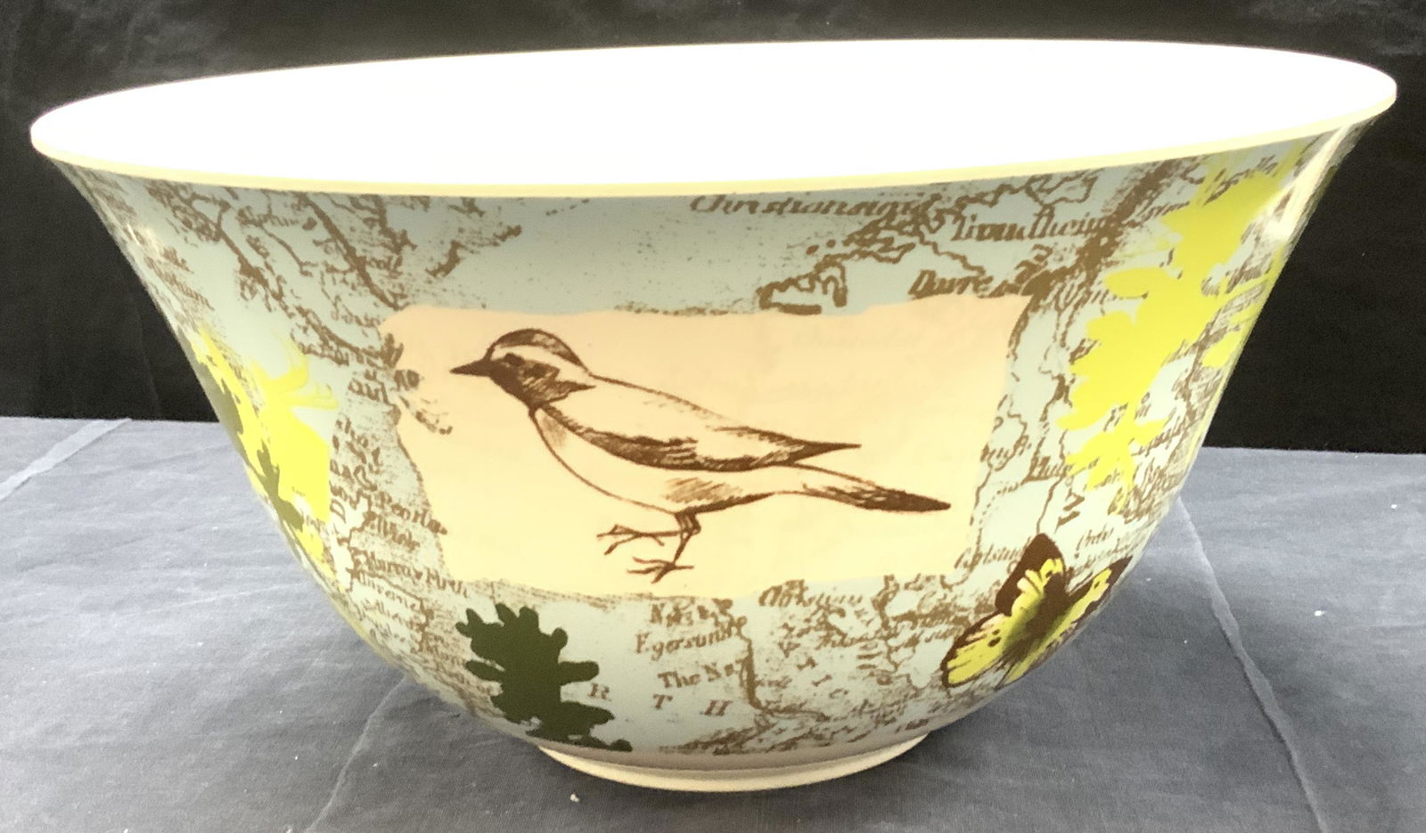 Melamine Bird Butterfly Map Print Centerpiece Bowl (1 of 6)