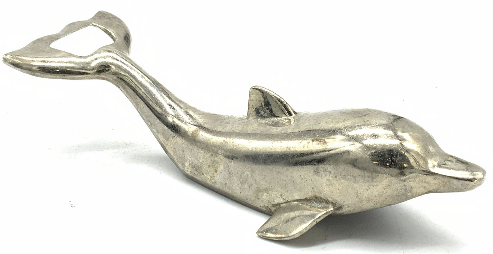 Vintage White Metal Dolphin Figure Bottle Opener (1 of 6)