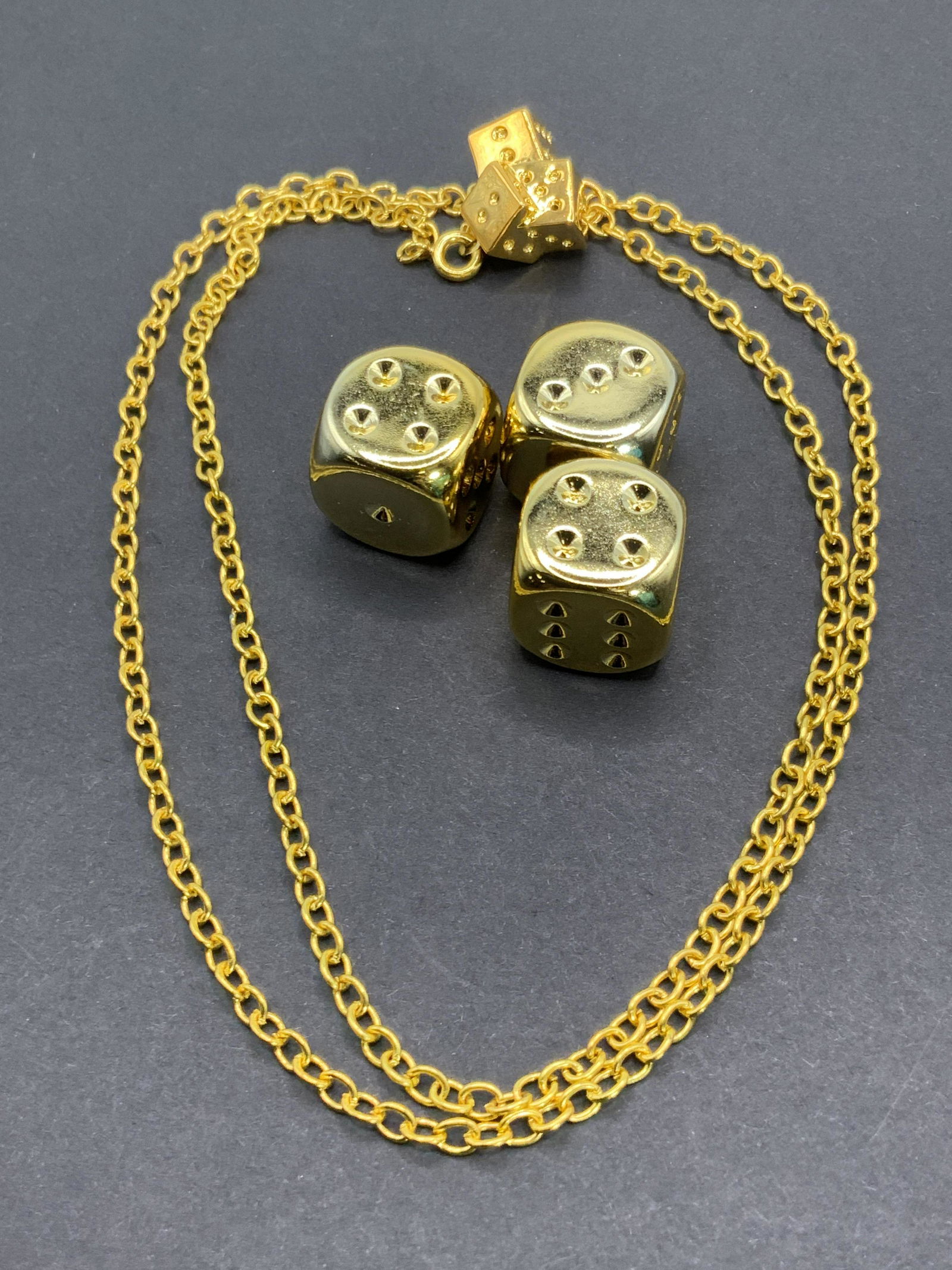 Lot 4 Gold Tone Metal Dice Necklace & Dice (1 of 9)