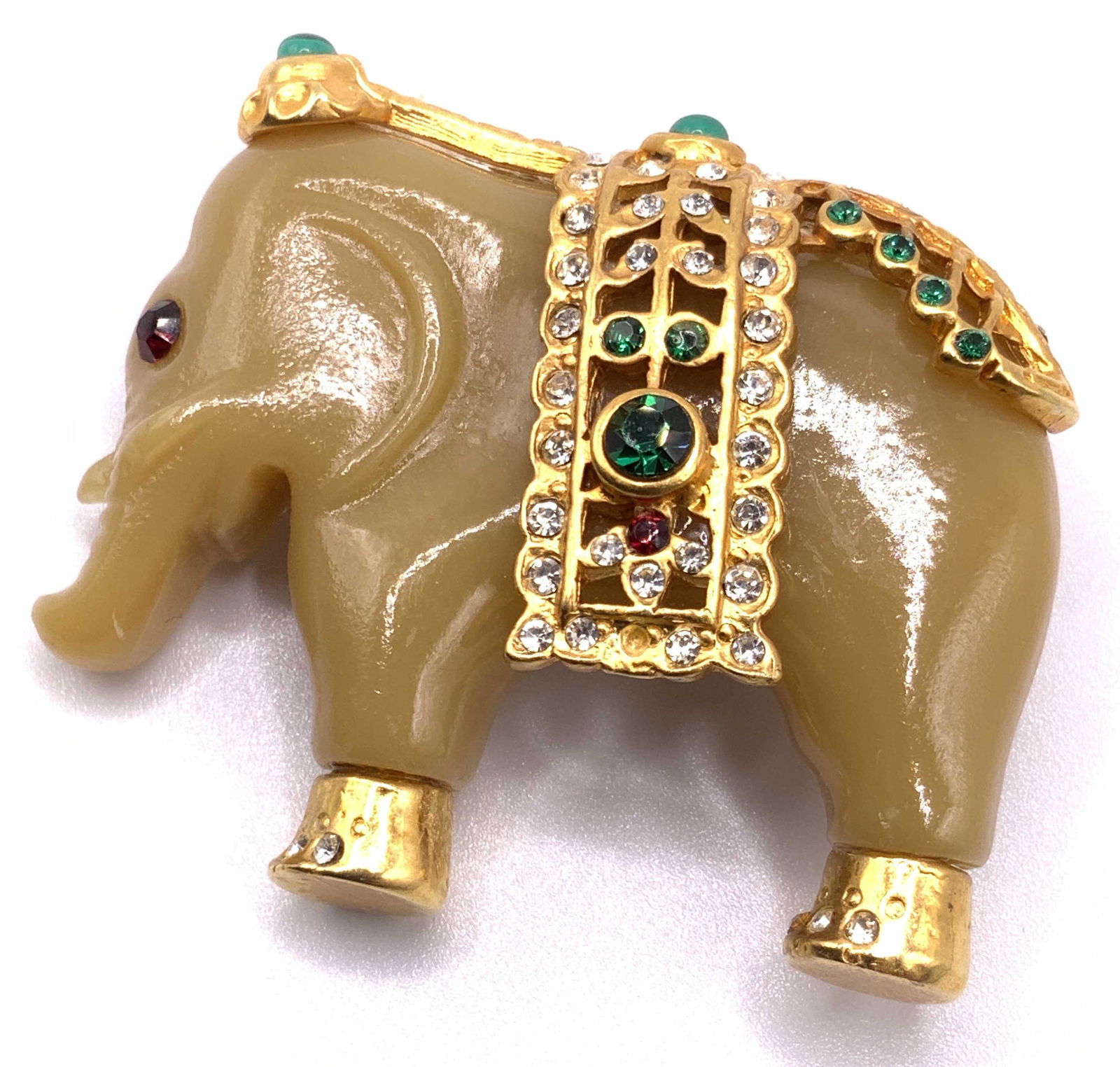 Vintage Signed Bejeweled Elephant Form Brooch (1 of 12)