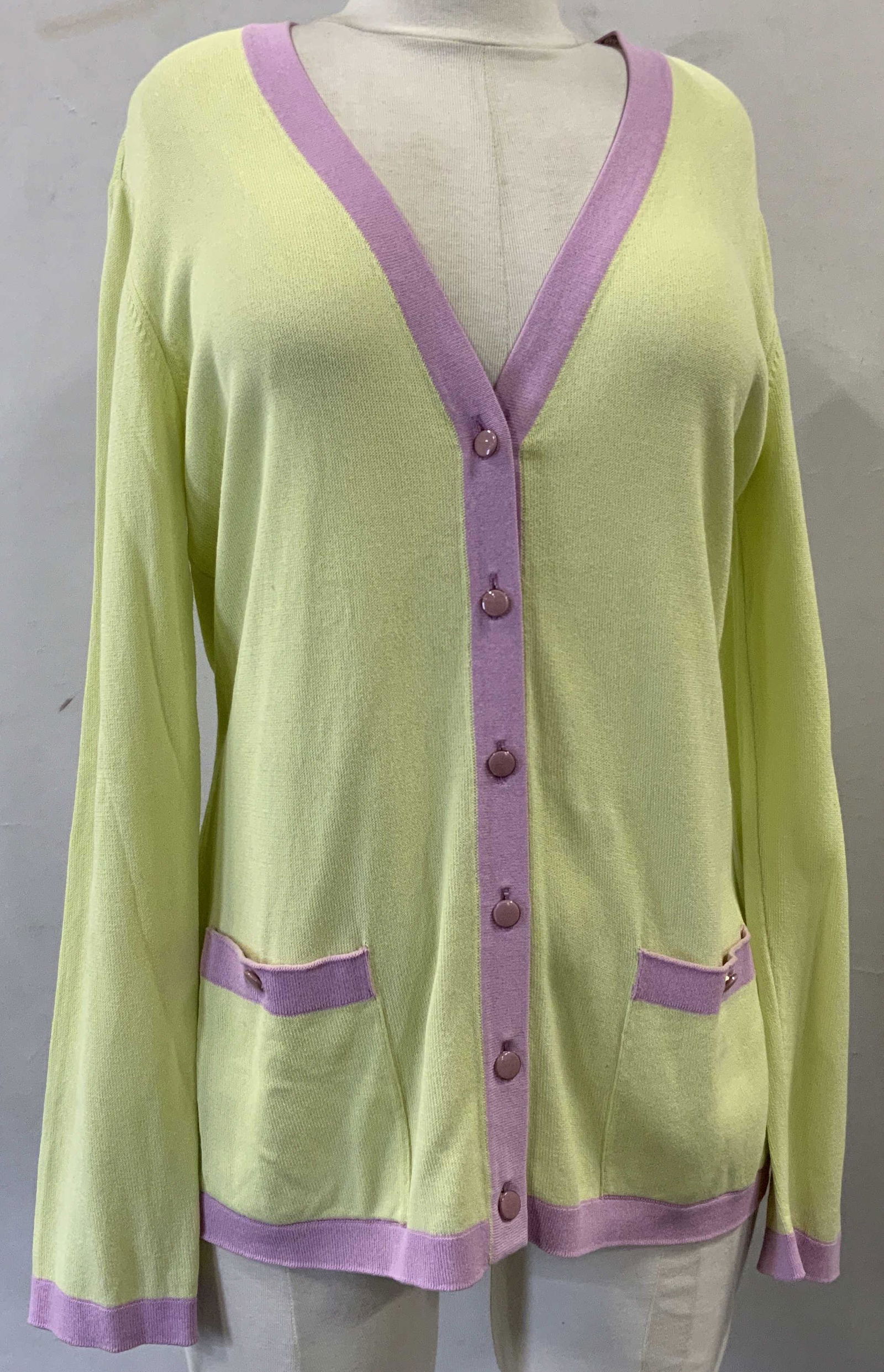 ESCADA Vntg Button Up Rayon & Cotton Cardigan: ESCADA Vntg Button Up Rayon & Cotton Cardigan, tag reads 48 60% rayon 40% cotton, has a length of 26 1/2 inches, sleeves measure 30 inches from neck. Wearables, vintage wearables, cardigan, vintage ca