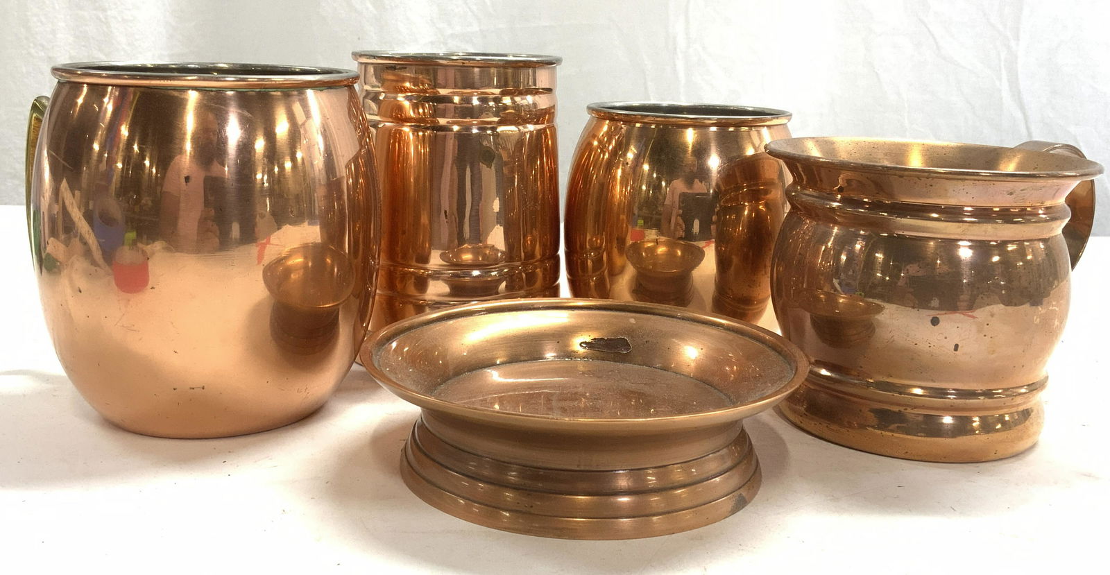 Lot 5 Copper & White Metal Tabletop Accessories (1 of 8)