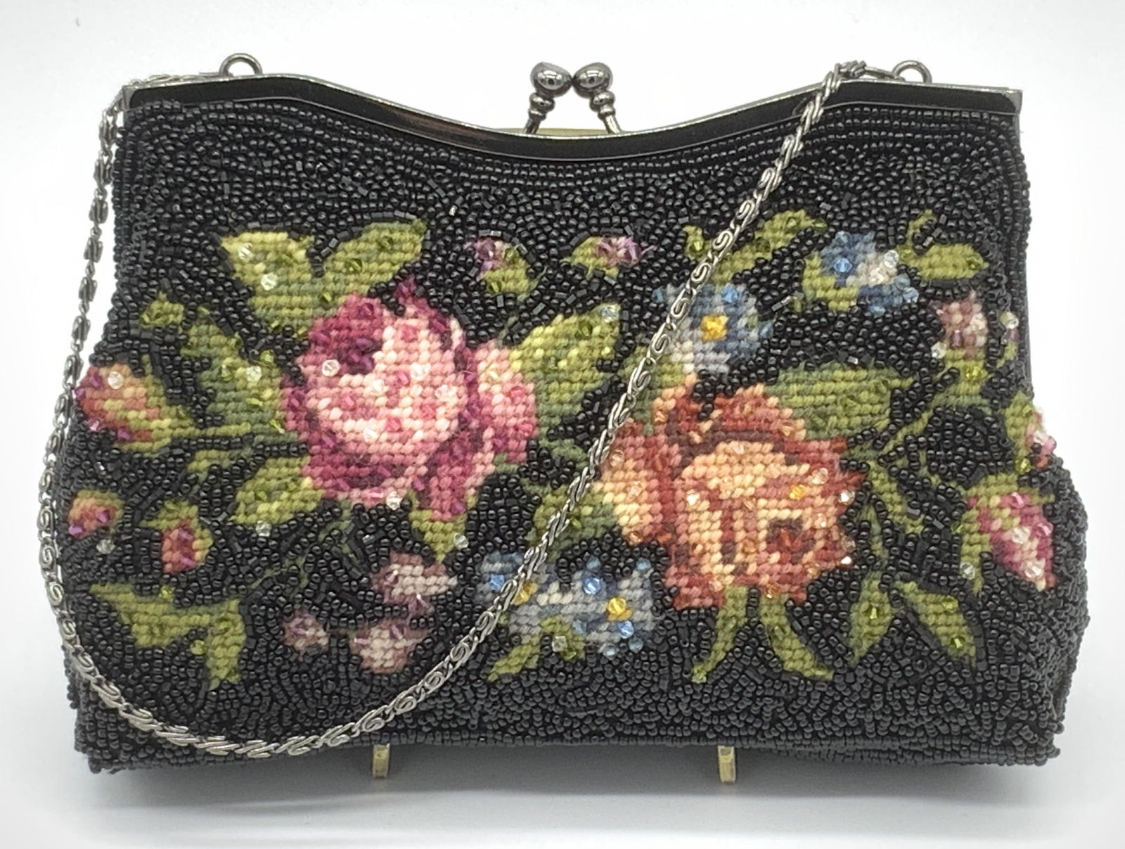 Vtg. Glass Beaded & Embroidered Handbag (1 of 6)