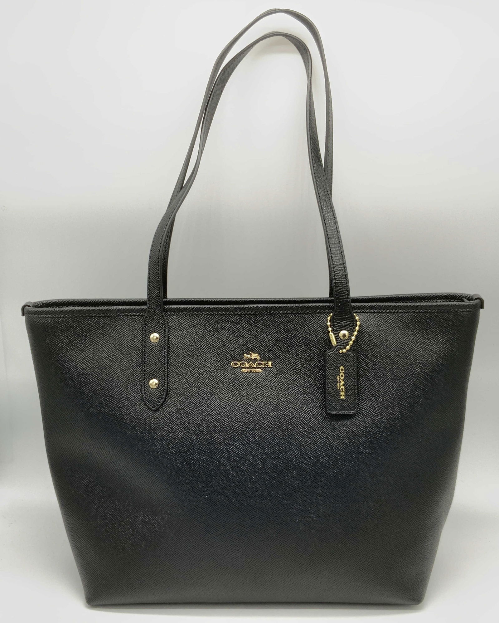 COACH Black Pebble Leather City Zip Tote NWT (1 of 8)