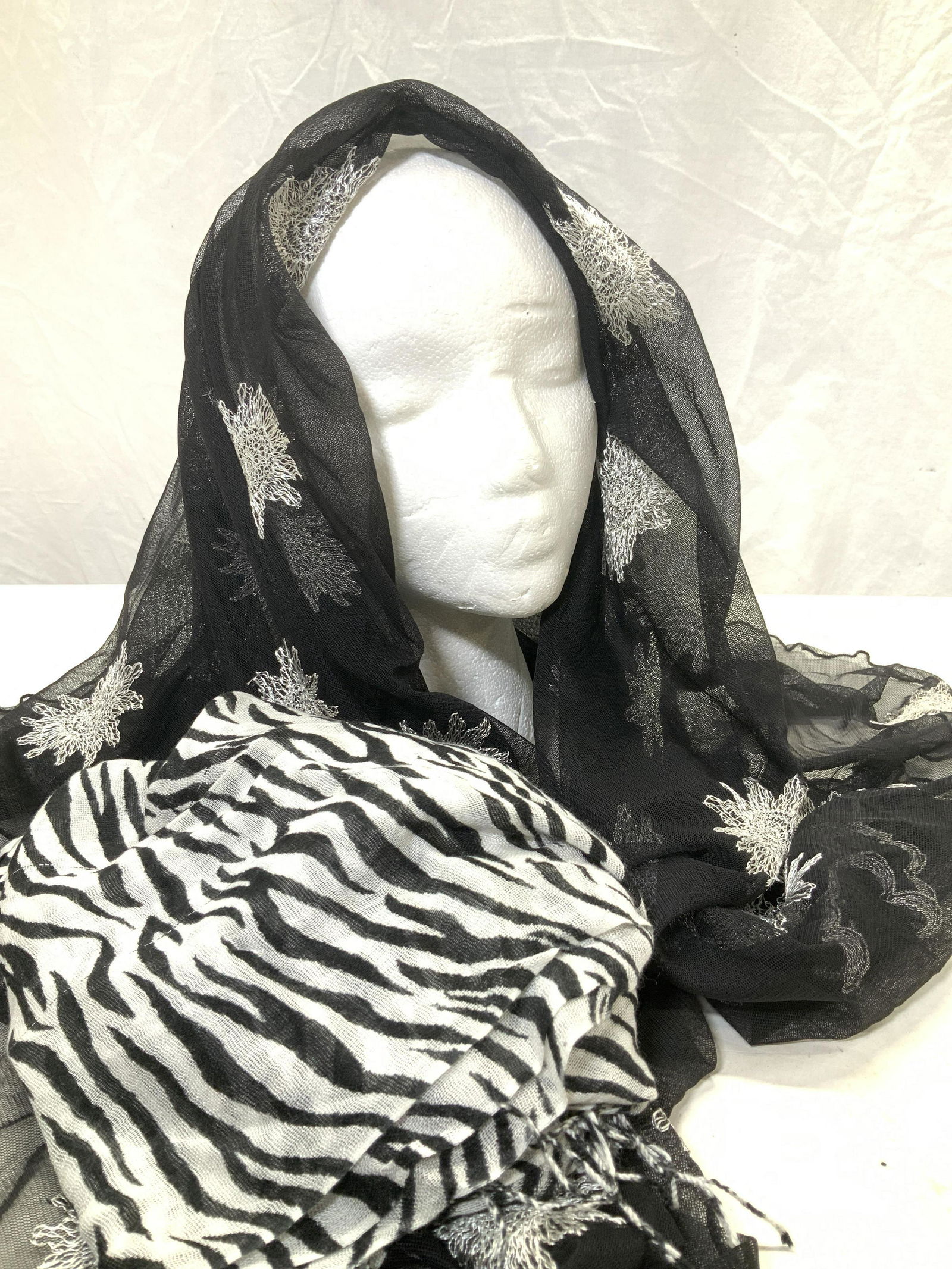 Lot 2 Scarves, Pashmina/ Silk Zebra Print, more (1 of 9)