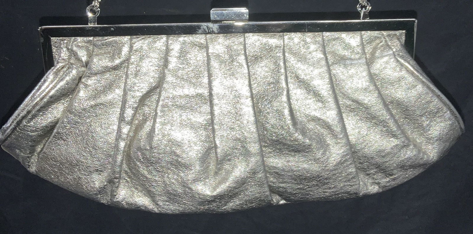 BCBG MAX AZRIA Silver Leather Clutch, Handbag, (1 of 5)