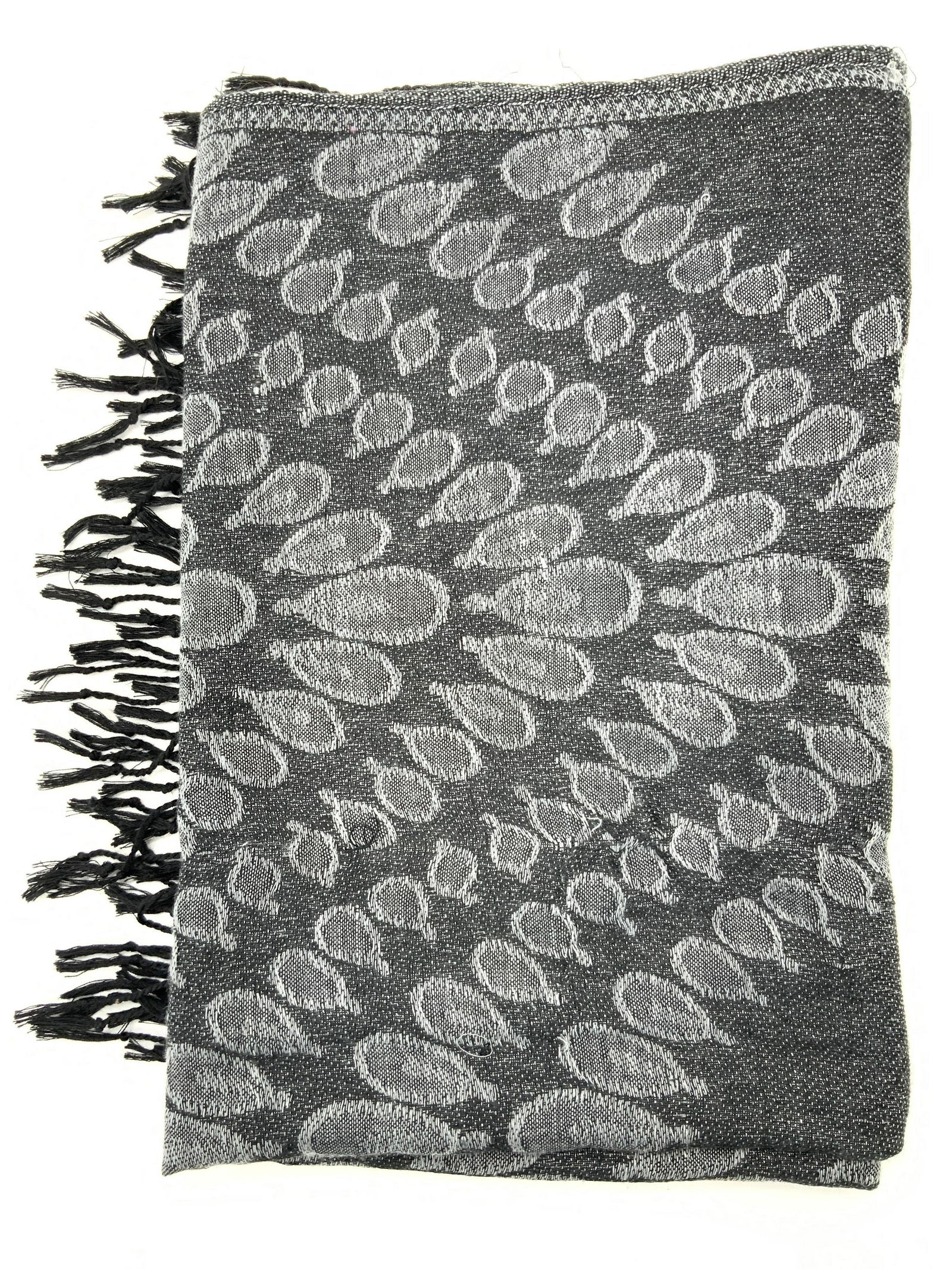 Wave Patterned Fringe Wool Scarf (1 of 7)