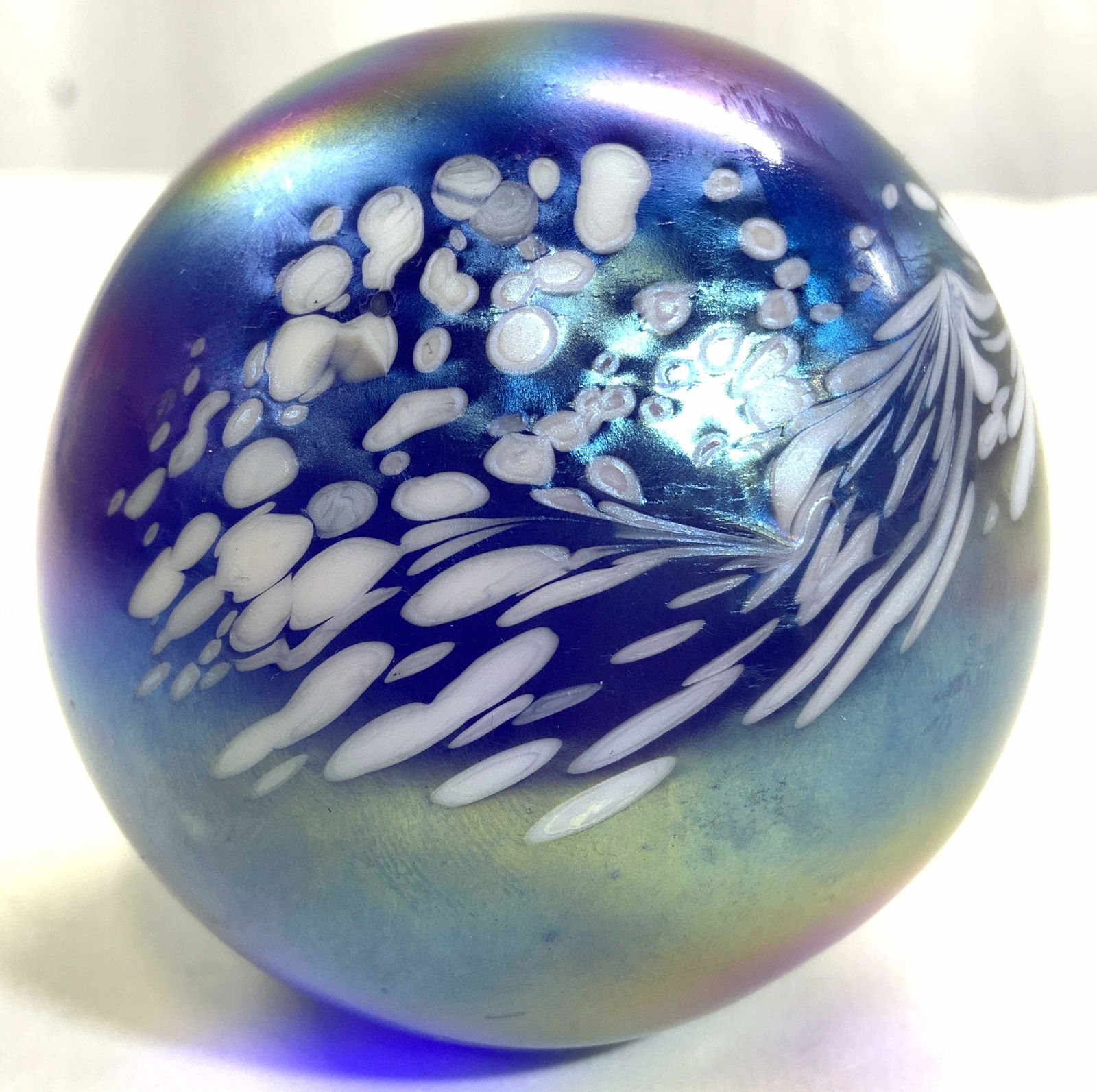Vintage Iridescent Glass Sphere Paperweight (1 of 6)