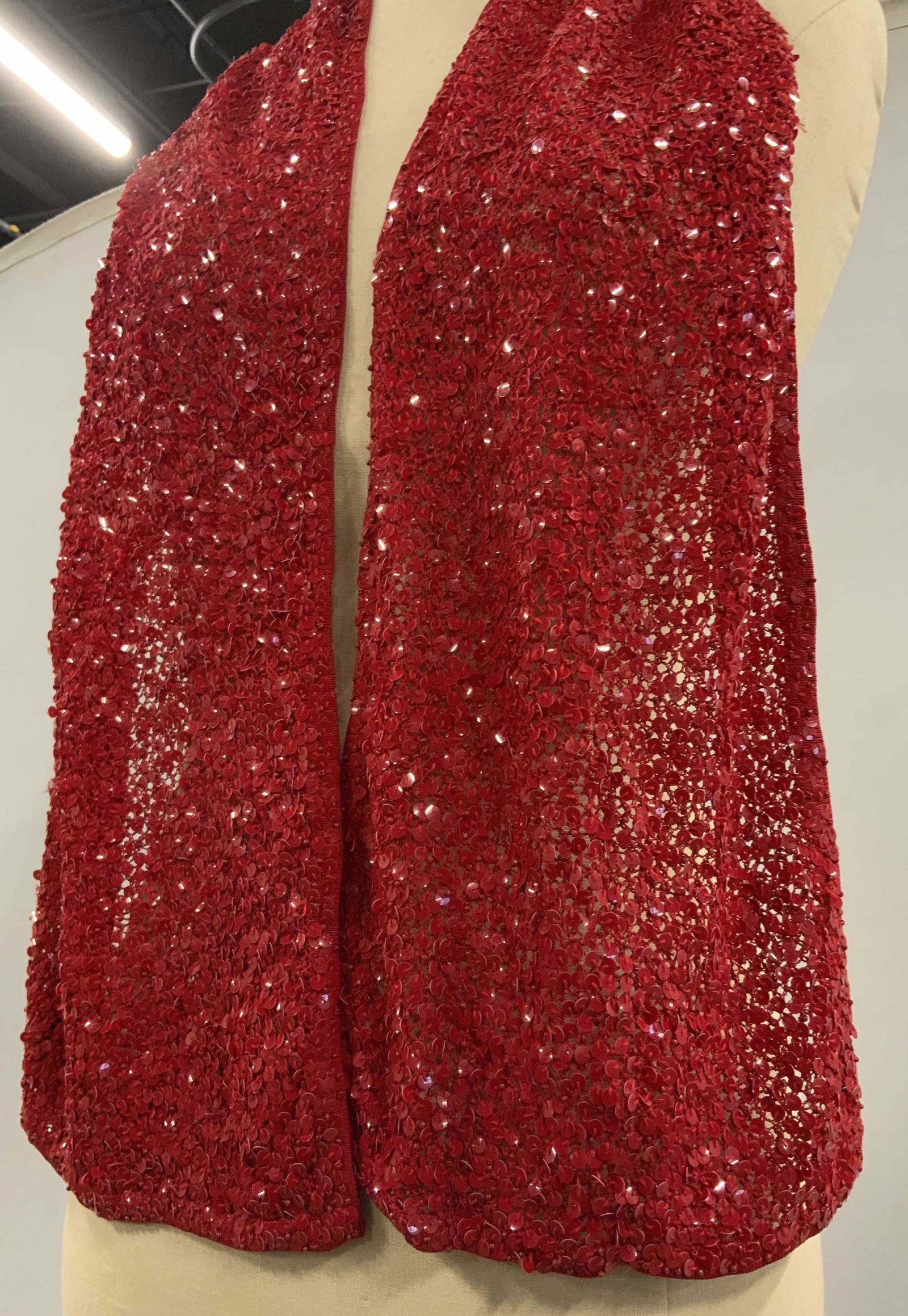 DONNA KAREN Red Sequin Scarf (1 of 7)