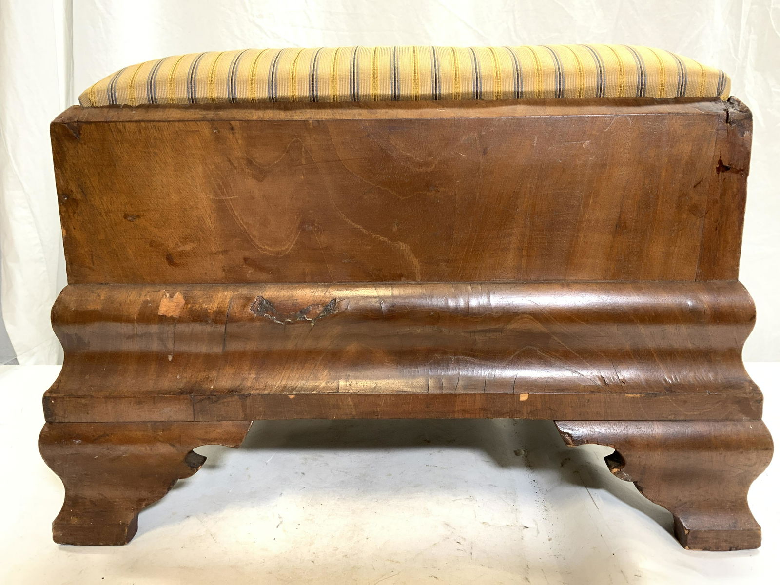 Vintage Wooden Ottoman W Cushioned Seat (1 of 8)