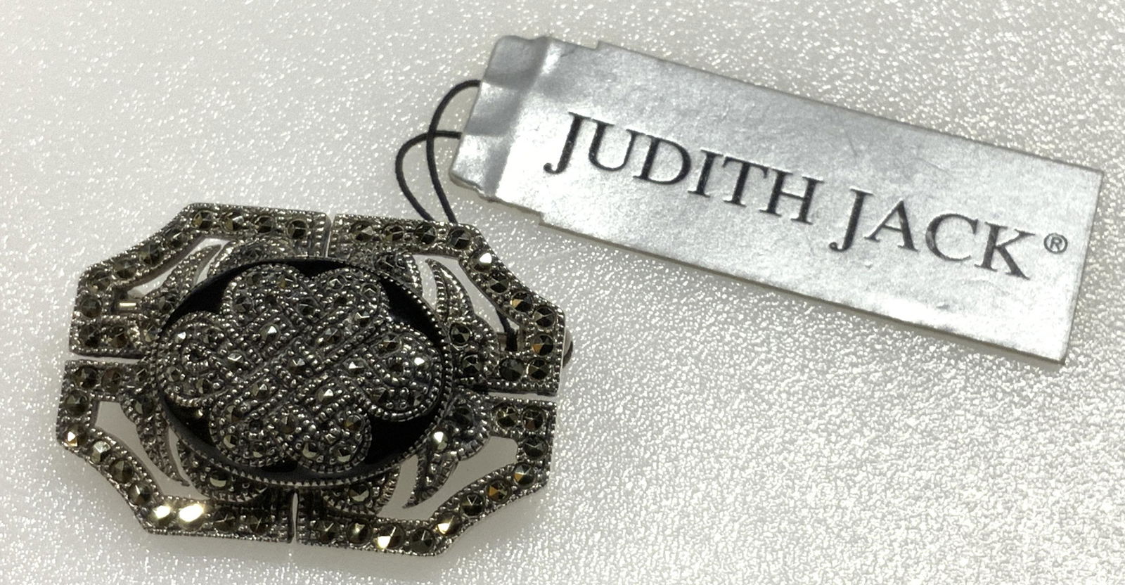 JudithJack Sterling Marcasite & Rhinestone Brooch (1 of 5)