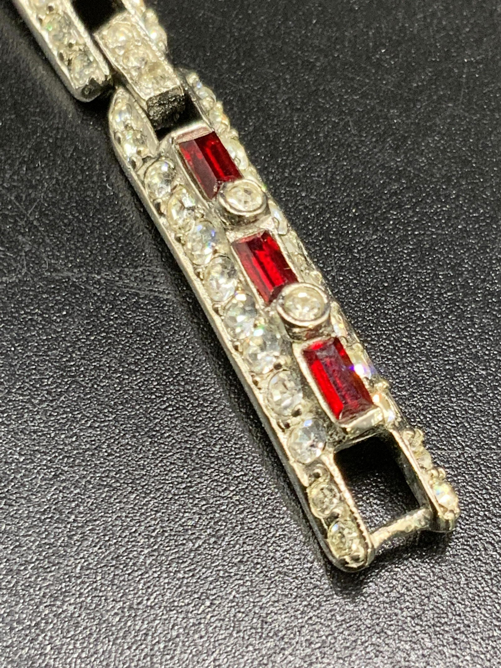 Vintage Bejeweled Garnet Style Crystal Bracelet (1 of 9)