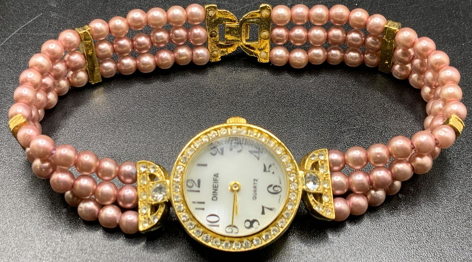 DINEIFA Signed Vntg Quartz Pearlescent Wristwatch (1 of 9)