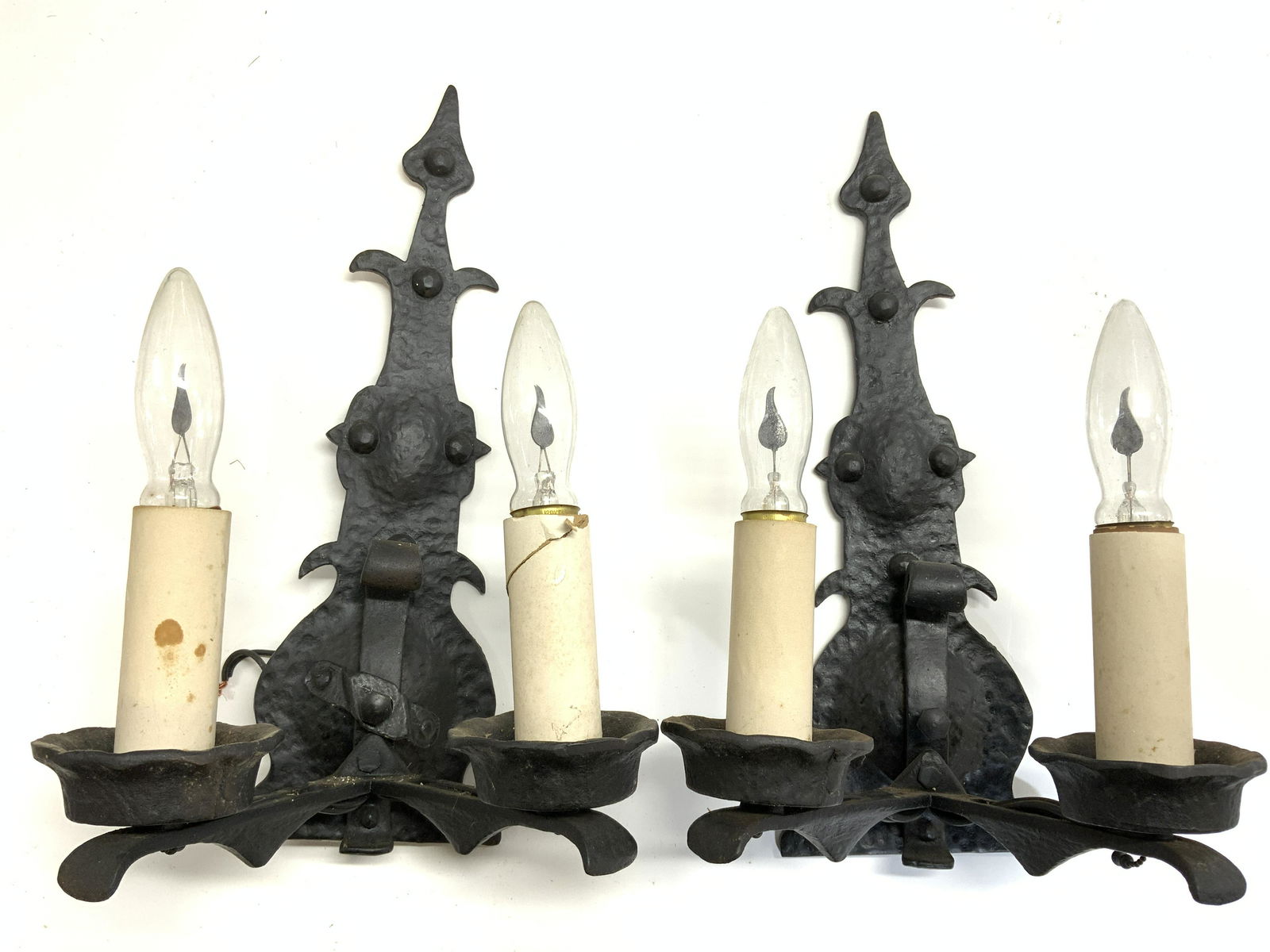 Pair Vintage 2 Arm Iron Wall Sconces (1 of 10)