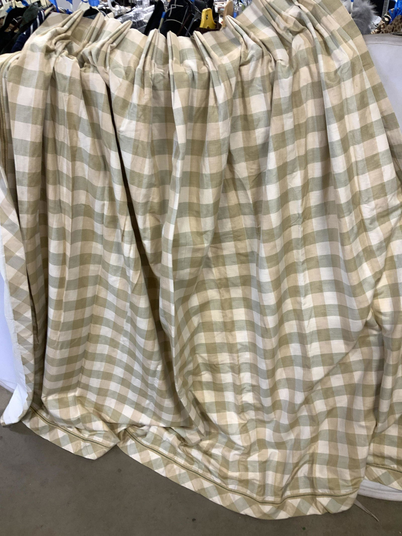 Plaid Green & Beige Window Drape, Custom (1 of 7)