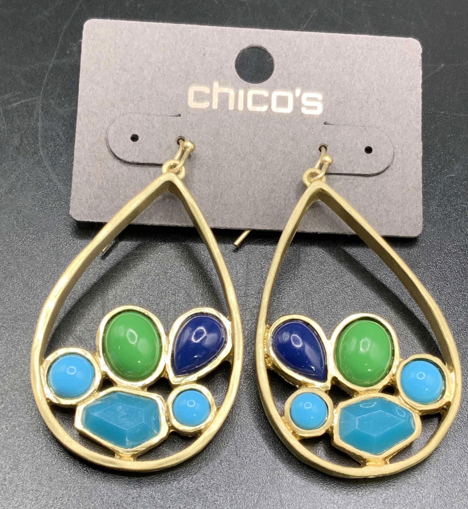 CHICOS NWT Teardrop Costume Cabochon Earrings (1 of 5)