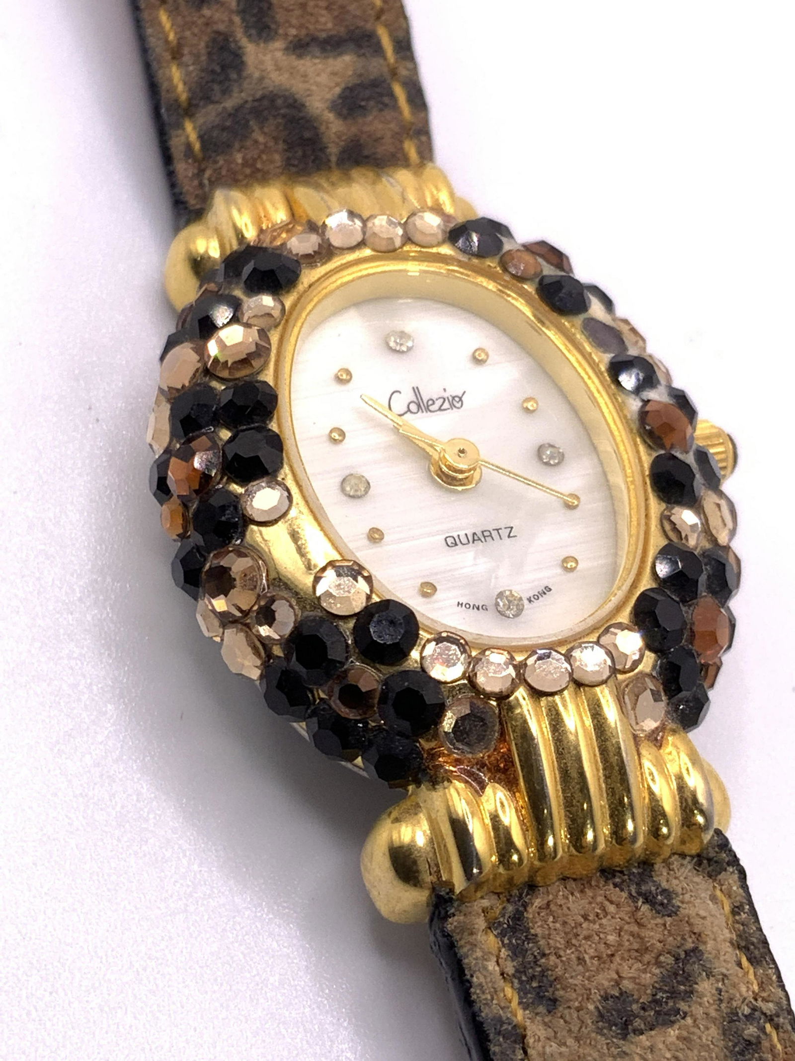 COLLEZIO QUARTZ Bejeweled Leopard Print Watch (1 of 9)