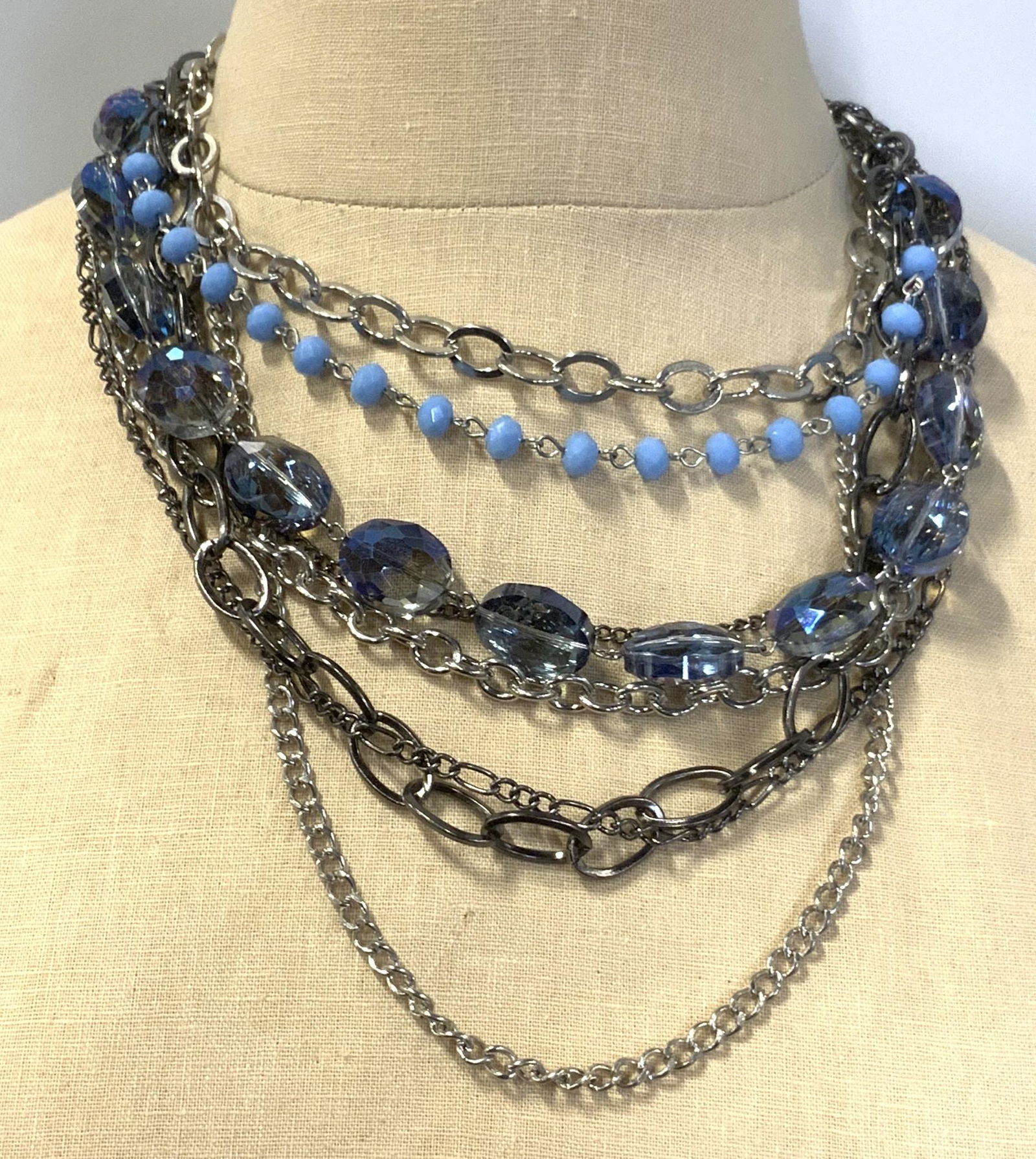 Multistrand Blue Beaded Necklace (1 of 5)