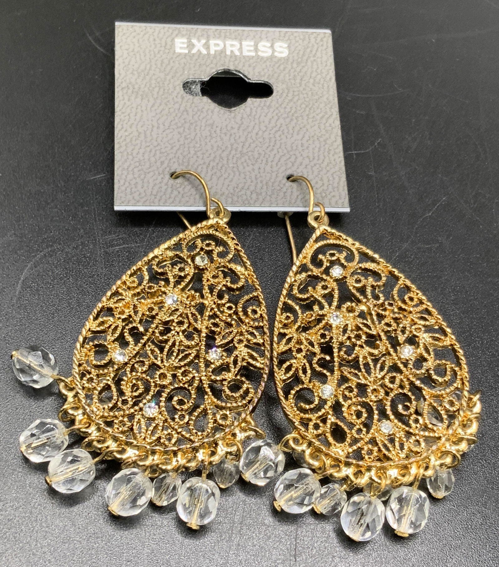 EXPRESS NWT Filigree Crystal Drop Earrings (1 of 6)