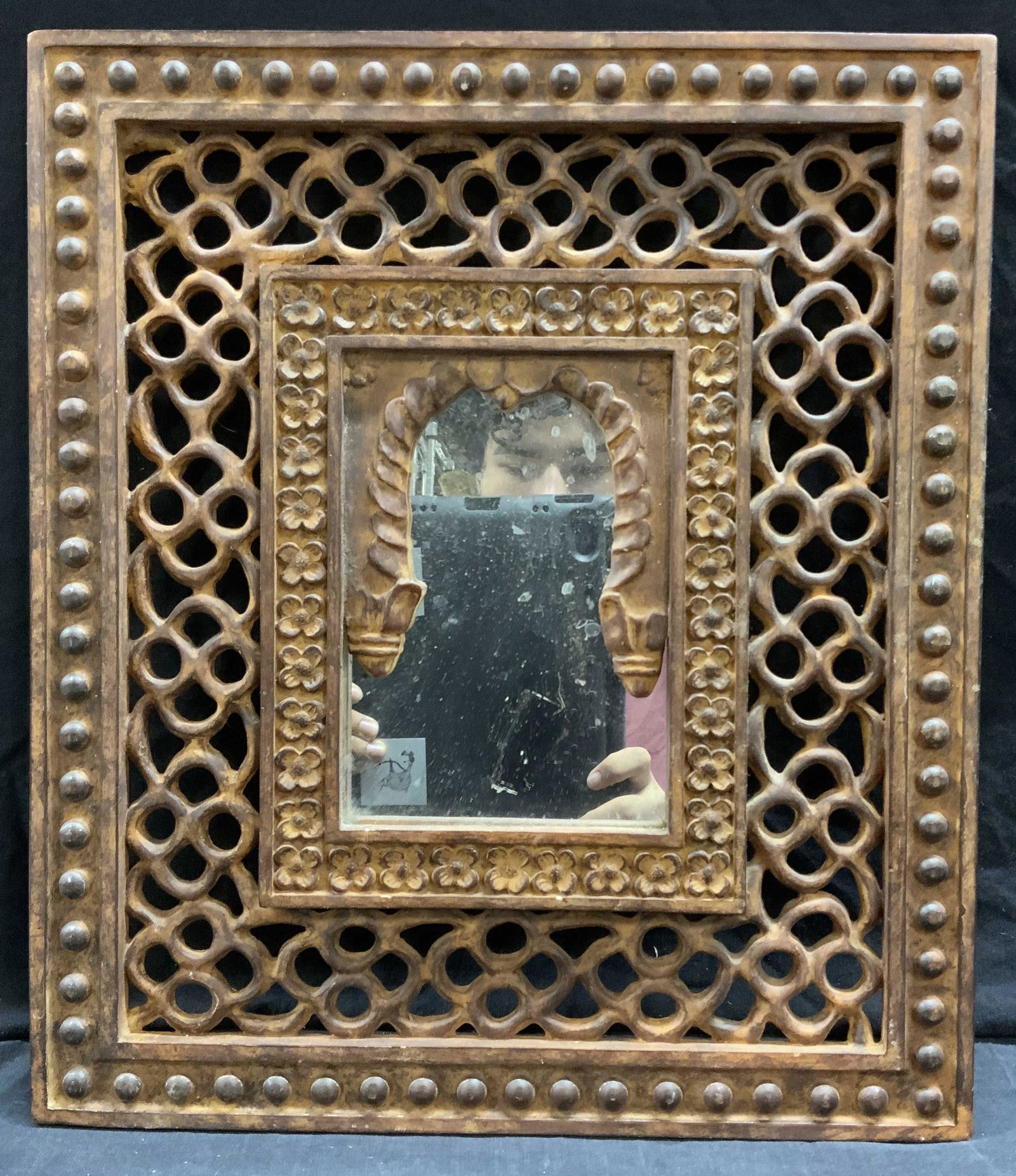 Rustic Lattice Wood Wall Mirror (1 of 6)