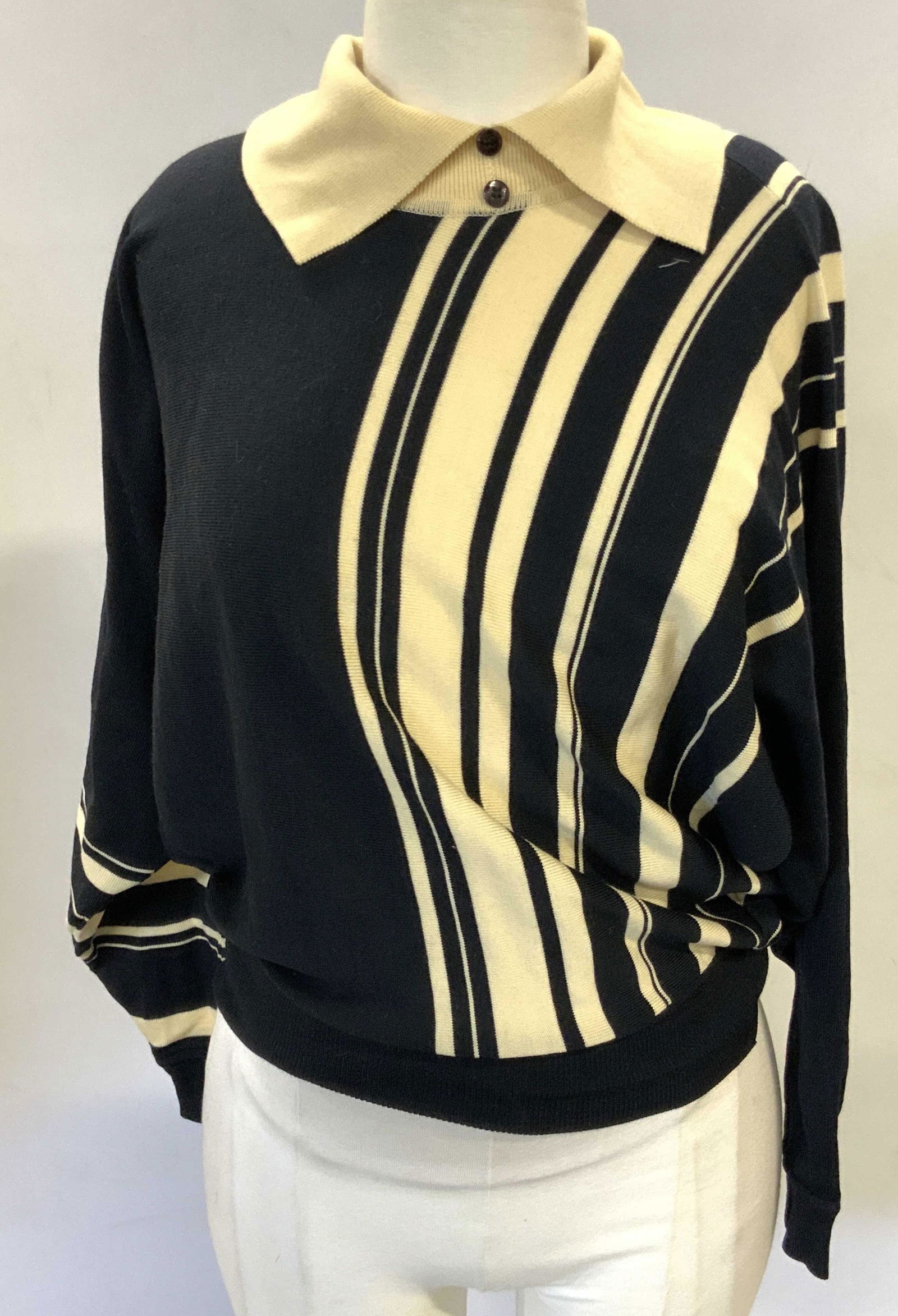 JAEGER Vintage Striped Collared Sweater, Britain (1 of 8)