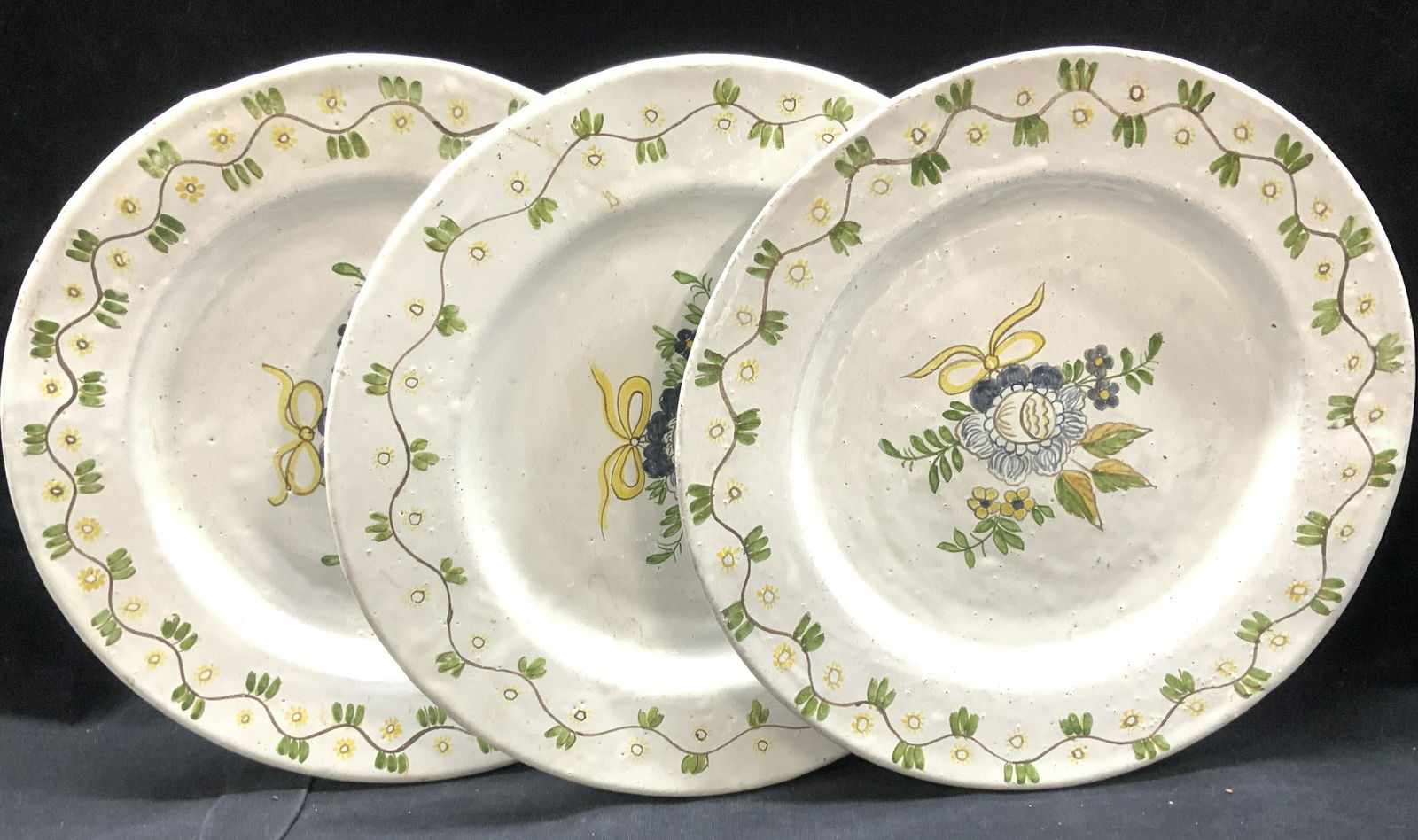 Set 4 Hand Painted Terra Cotta Plates, Portugal (1 of 6)