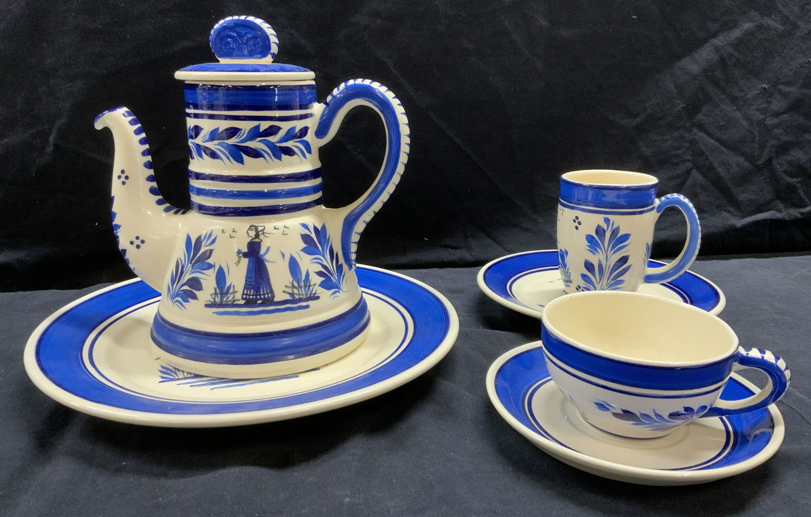 QUIMPER 6 Pc Rare Porcelain Showroom Set, France (1 of 8)