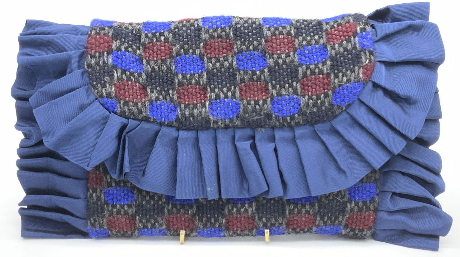 MARIA LA ROSA Vintage Knit & Ruffle Clutch, ITALY (1 of 4)