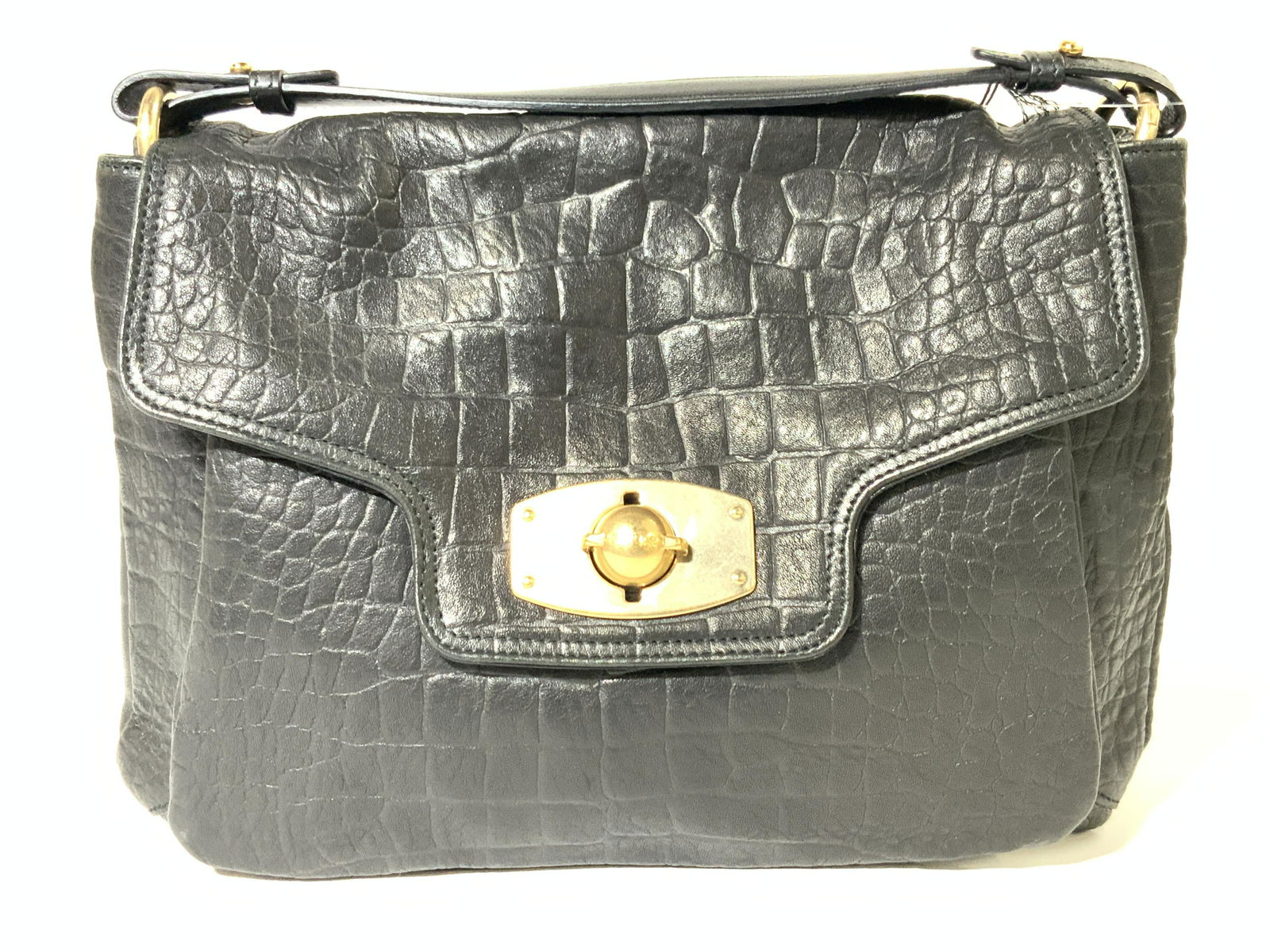 FURLA Black Leather Messenger Bag, NWT (1 of 11)