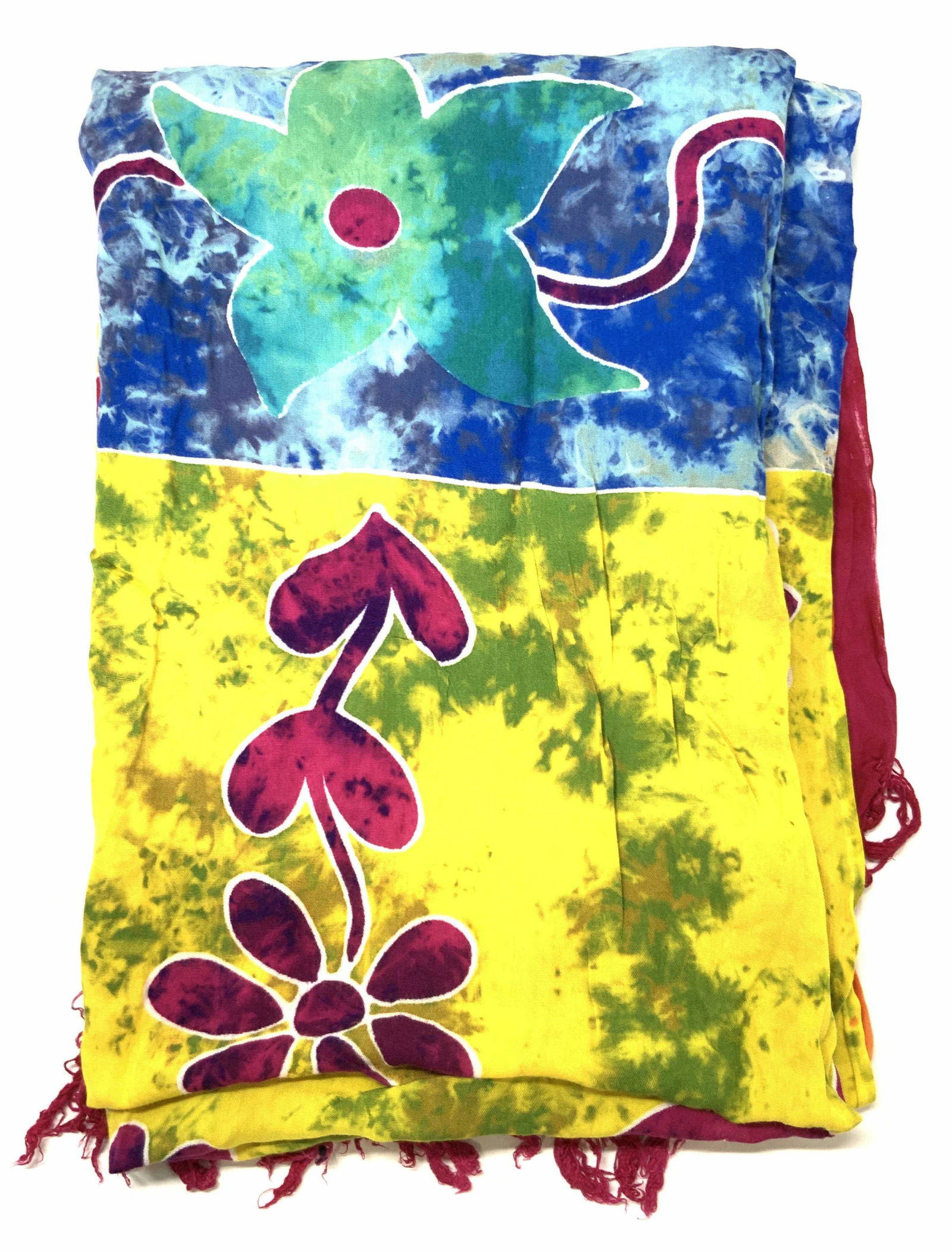 Cotton Floral Multicolored Tie Dyed Scarf (1 of 7)