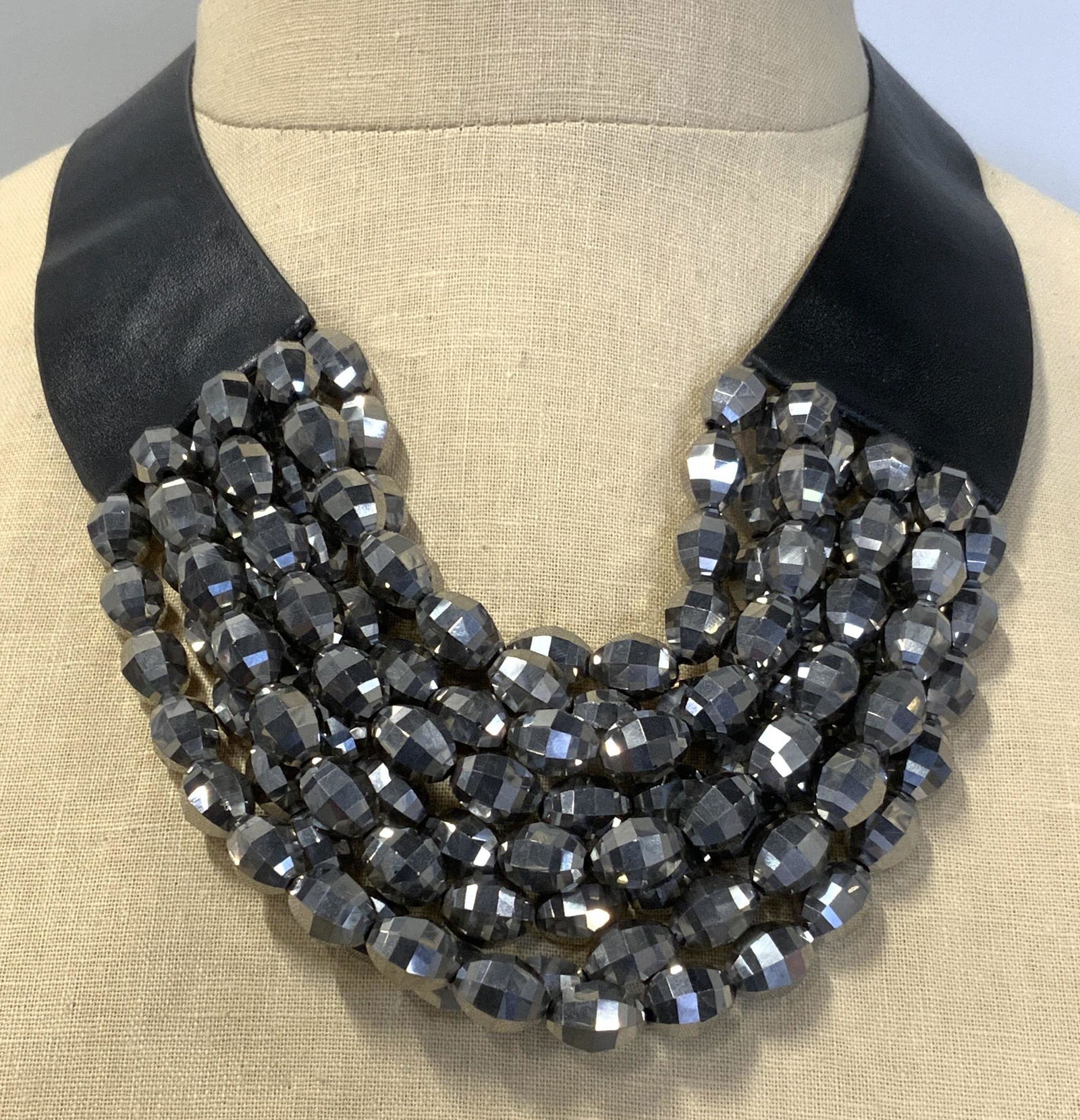 A NEW DAY Disco Beaded & Leather Necklace NWT (1 of 4)