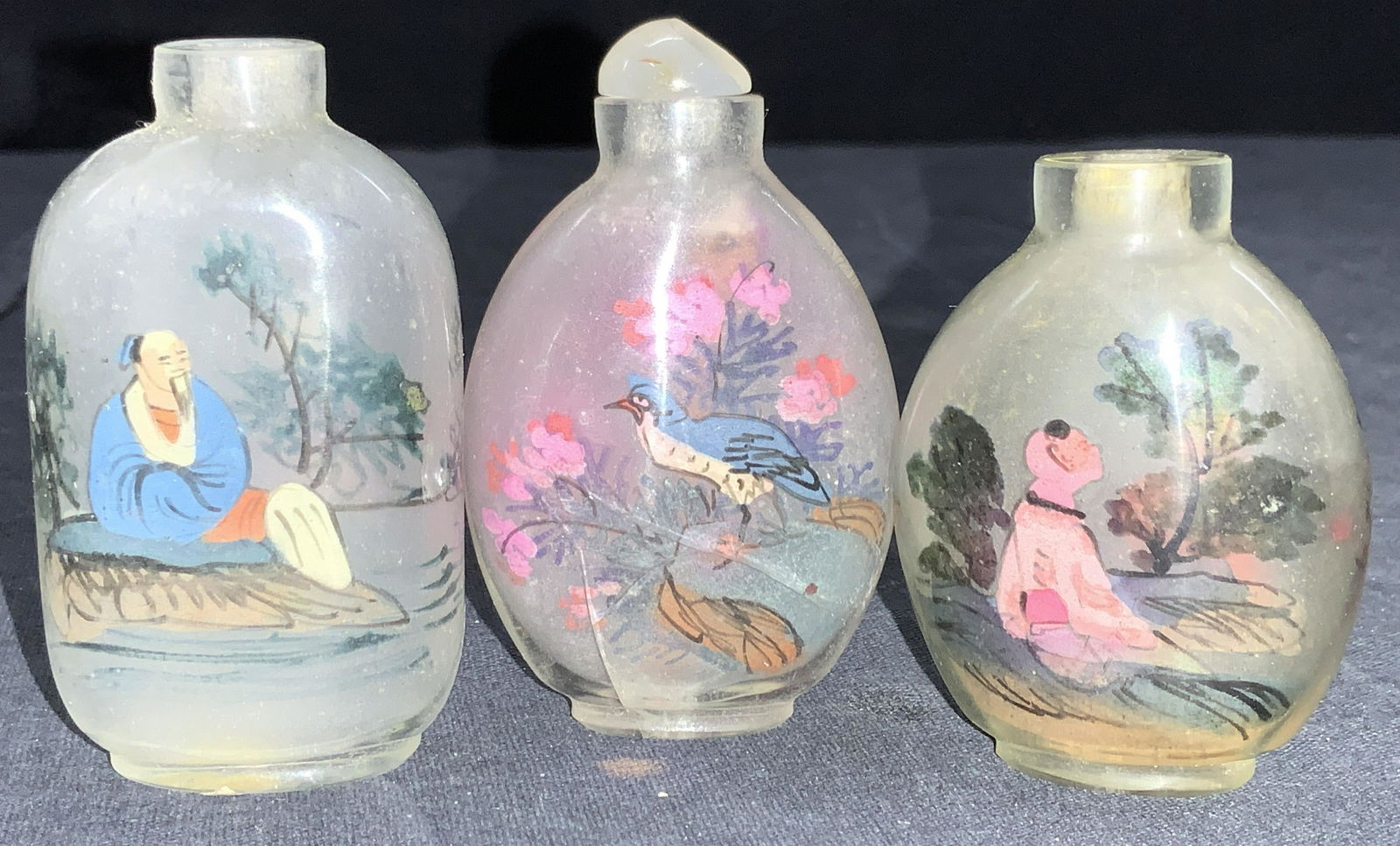 3 Vintage Painted Asian Snuff Bottles (1 of 10)