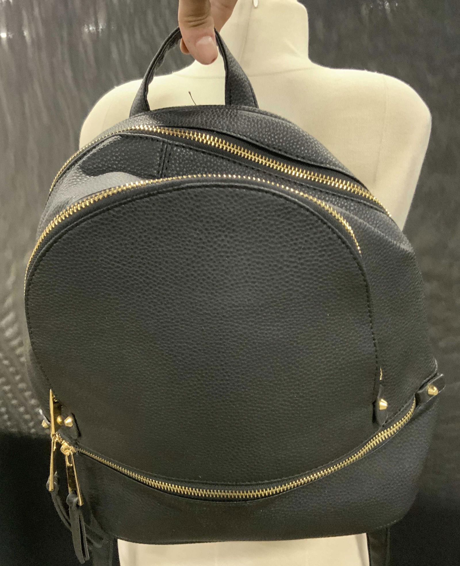 Pebbled Leather Backpack In Black (1 of 7)