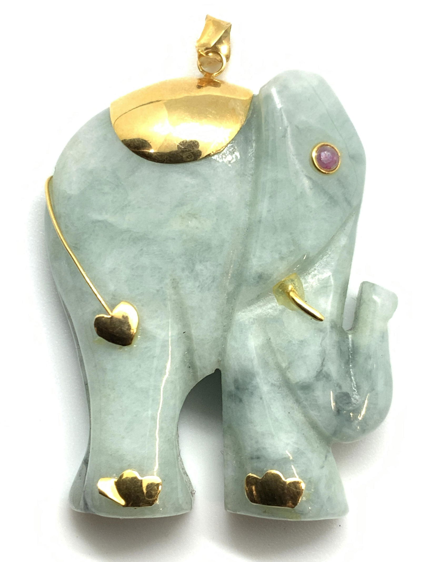 14 K Gold & Pink Topaz, Quartz Elephant Pendant (1 of 7)