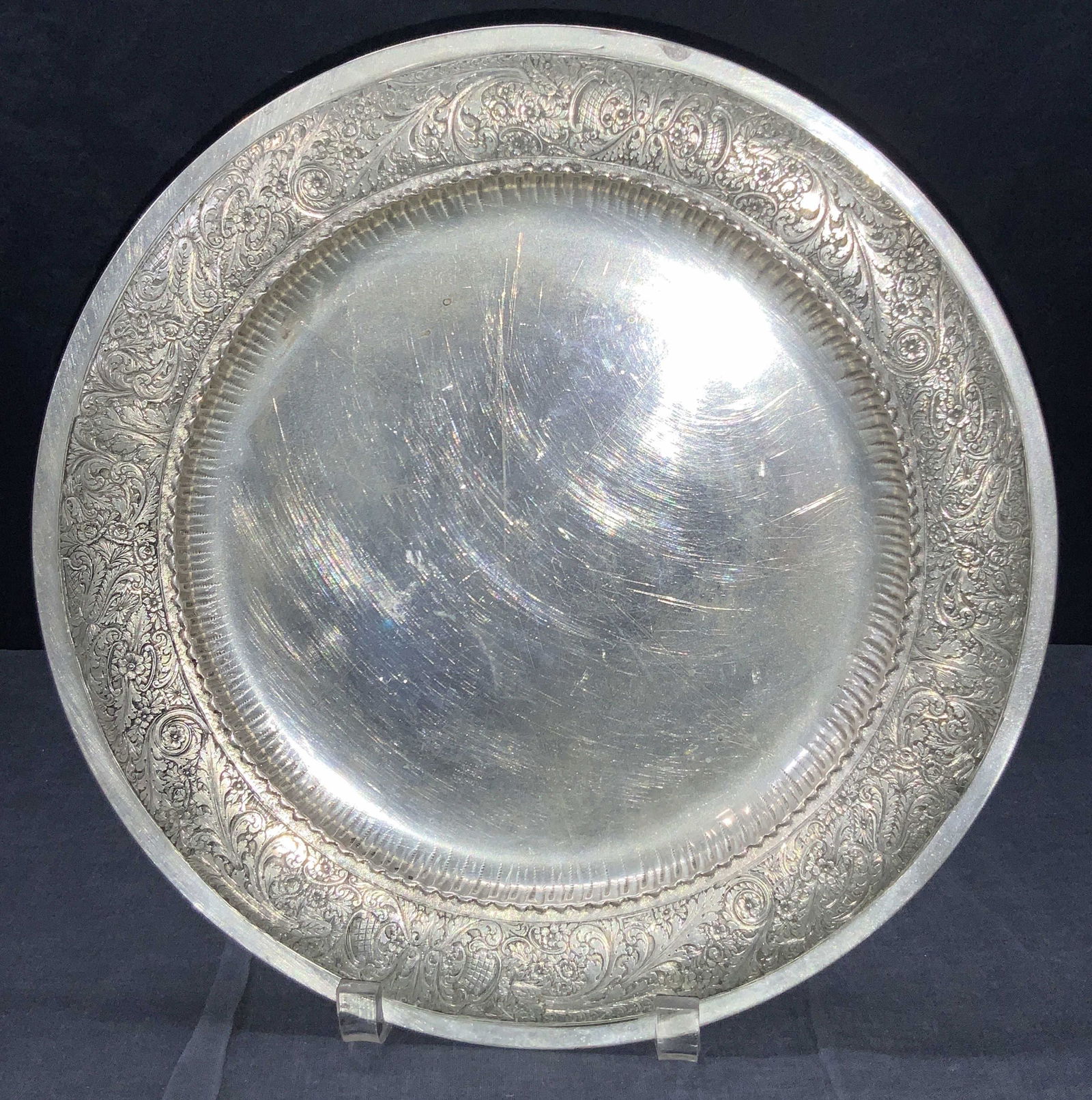 Vintage White Metal Etched Plate (1 of 8)